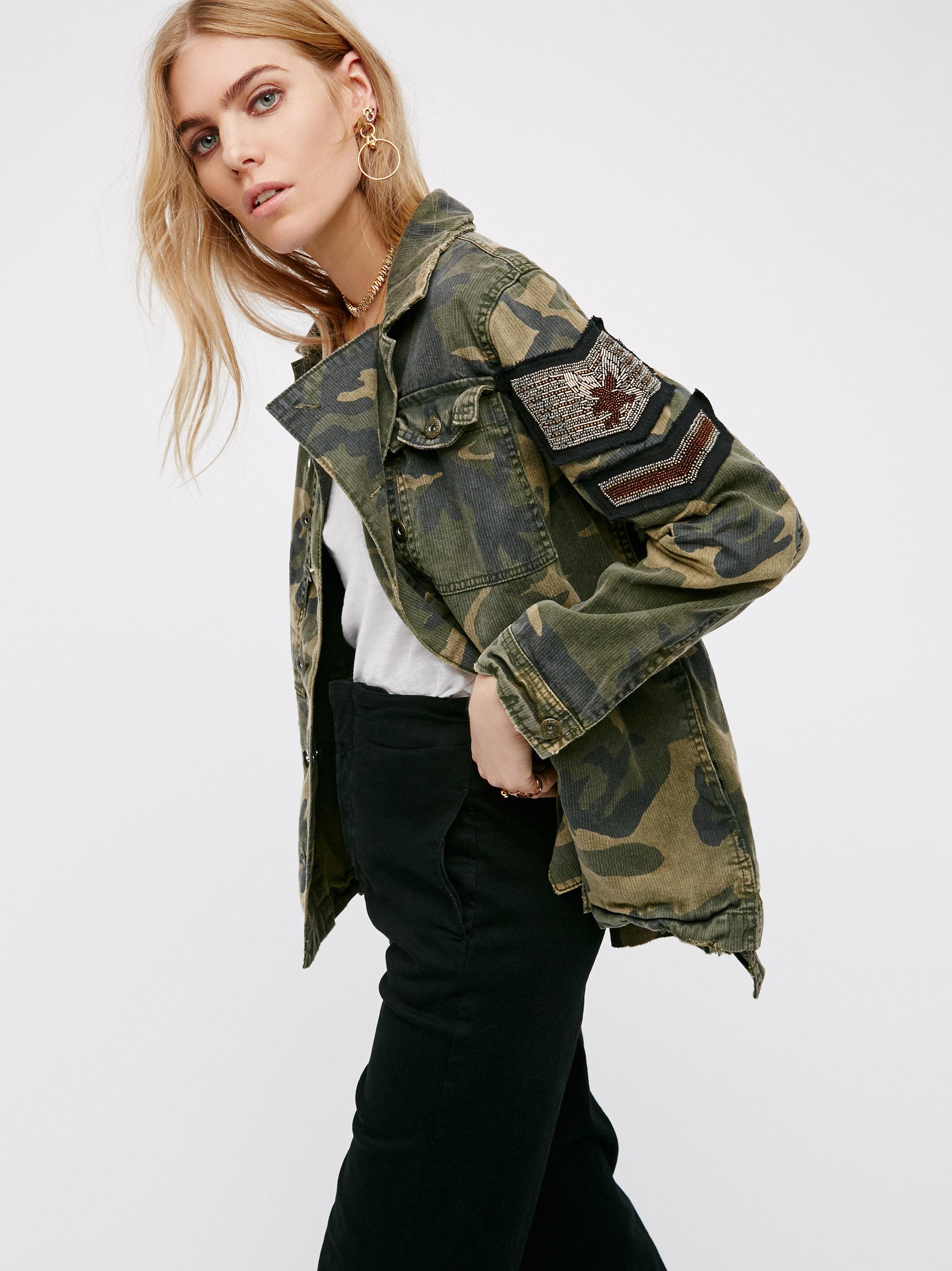 Lyst Free People Embellished Military Shirt Jacket in Green