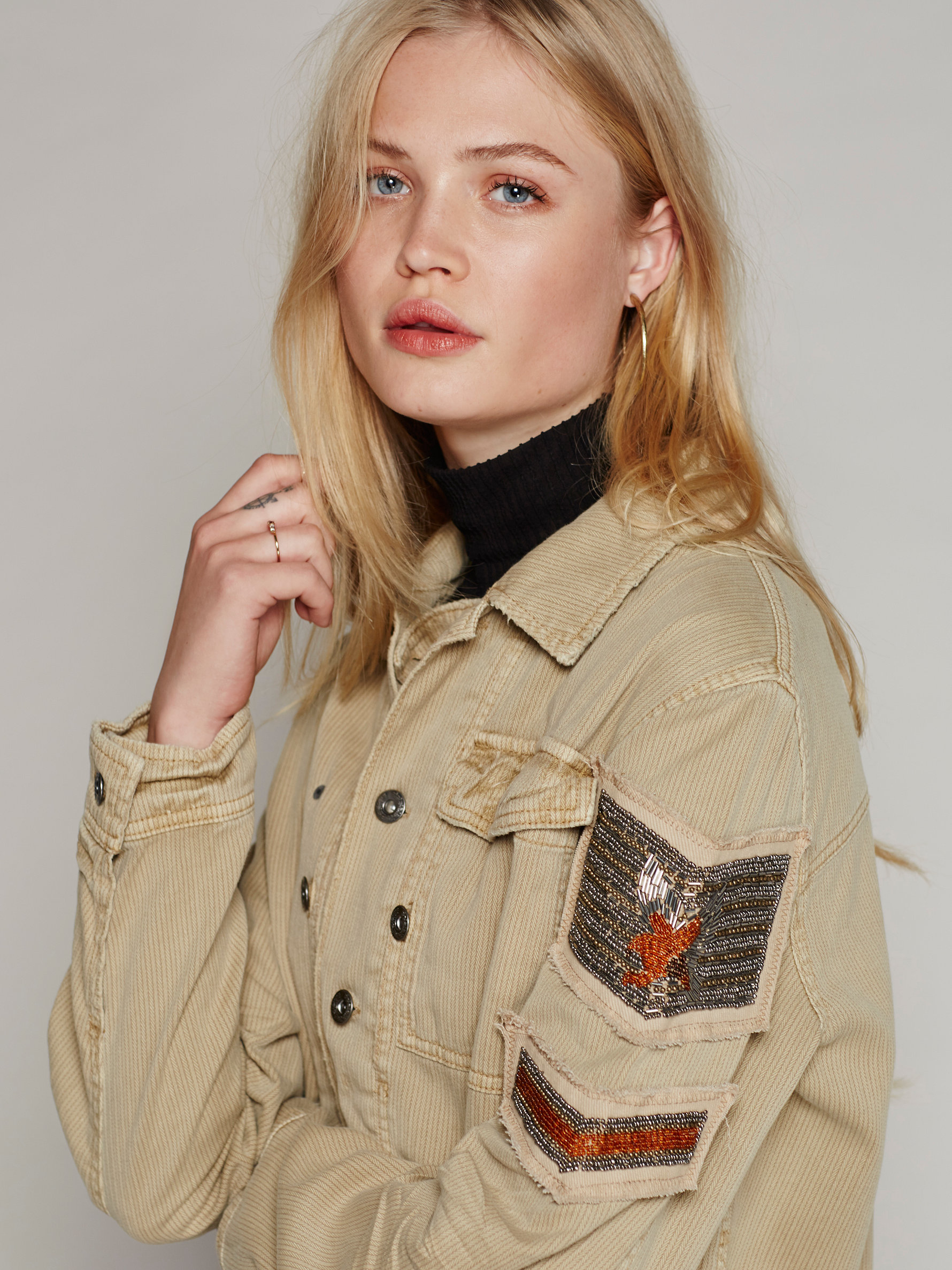Free people Embellished Military Shirt Jacket Lyst