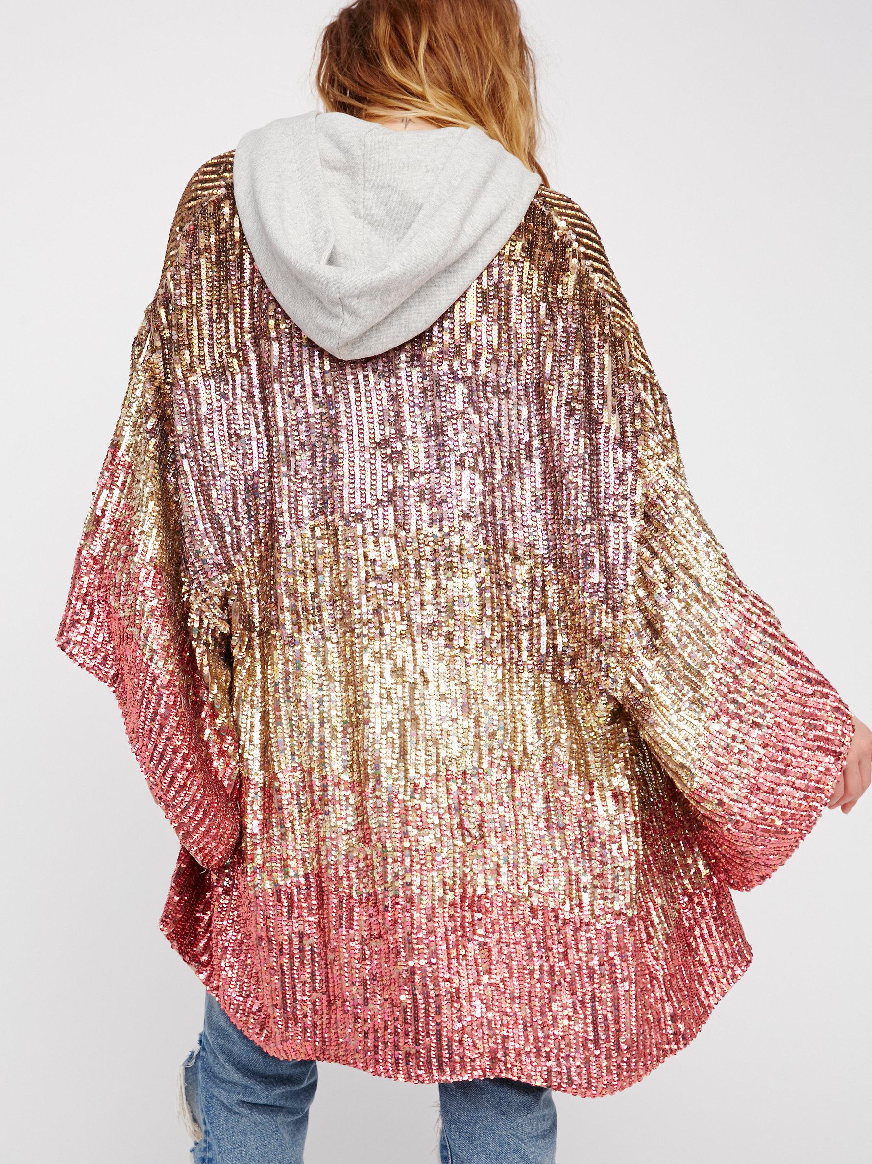 Free People Synthetic Ombre Sequin Kimono Lyst