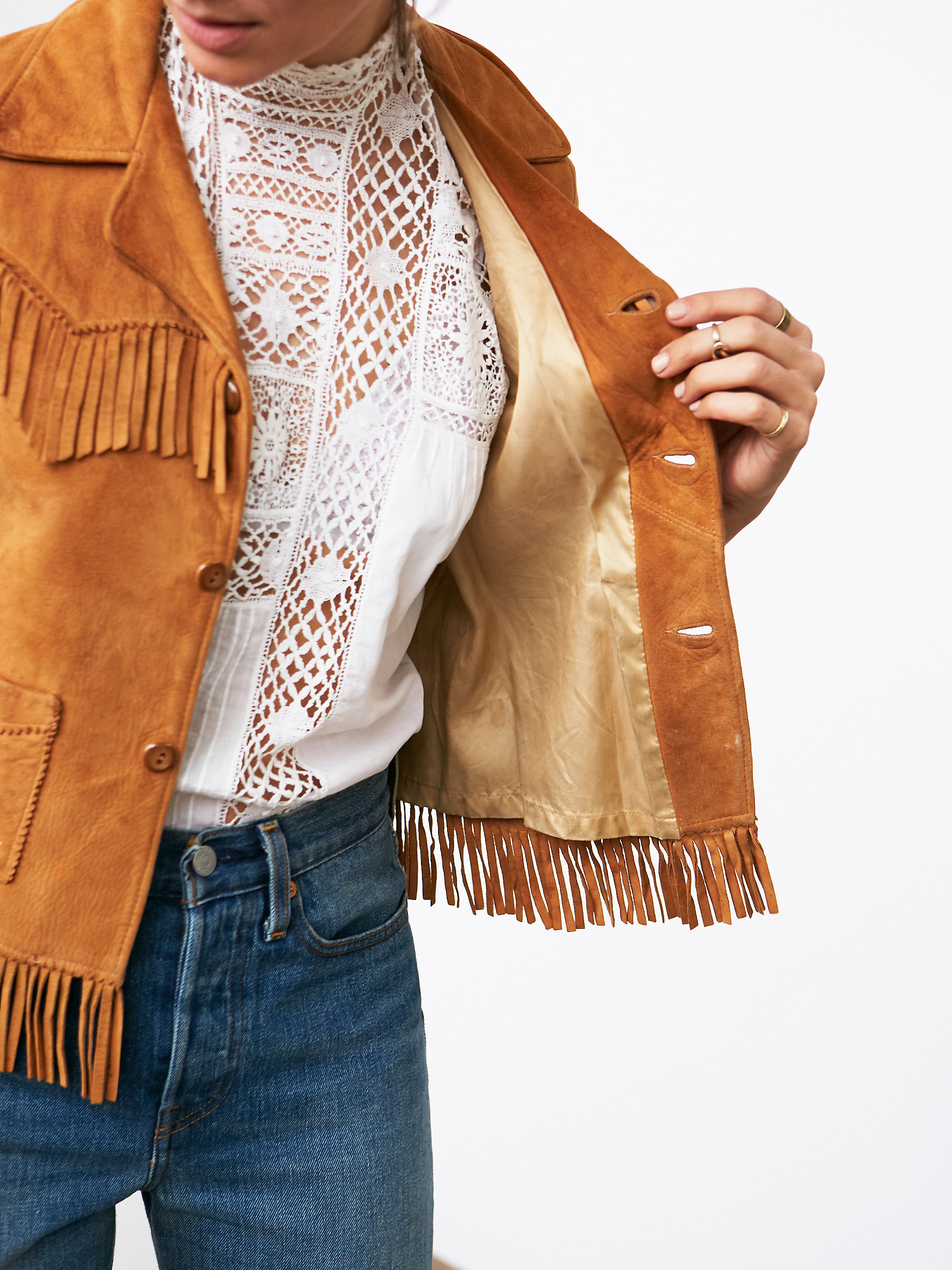 vintage suede fringe jacket