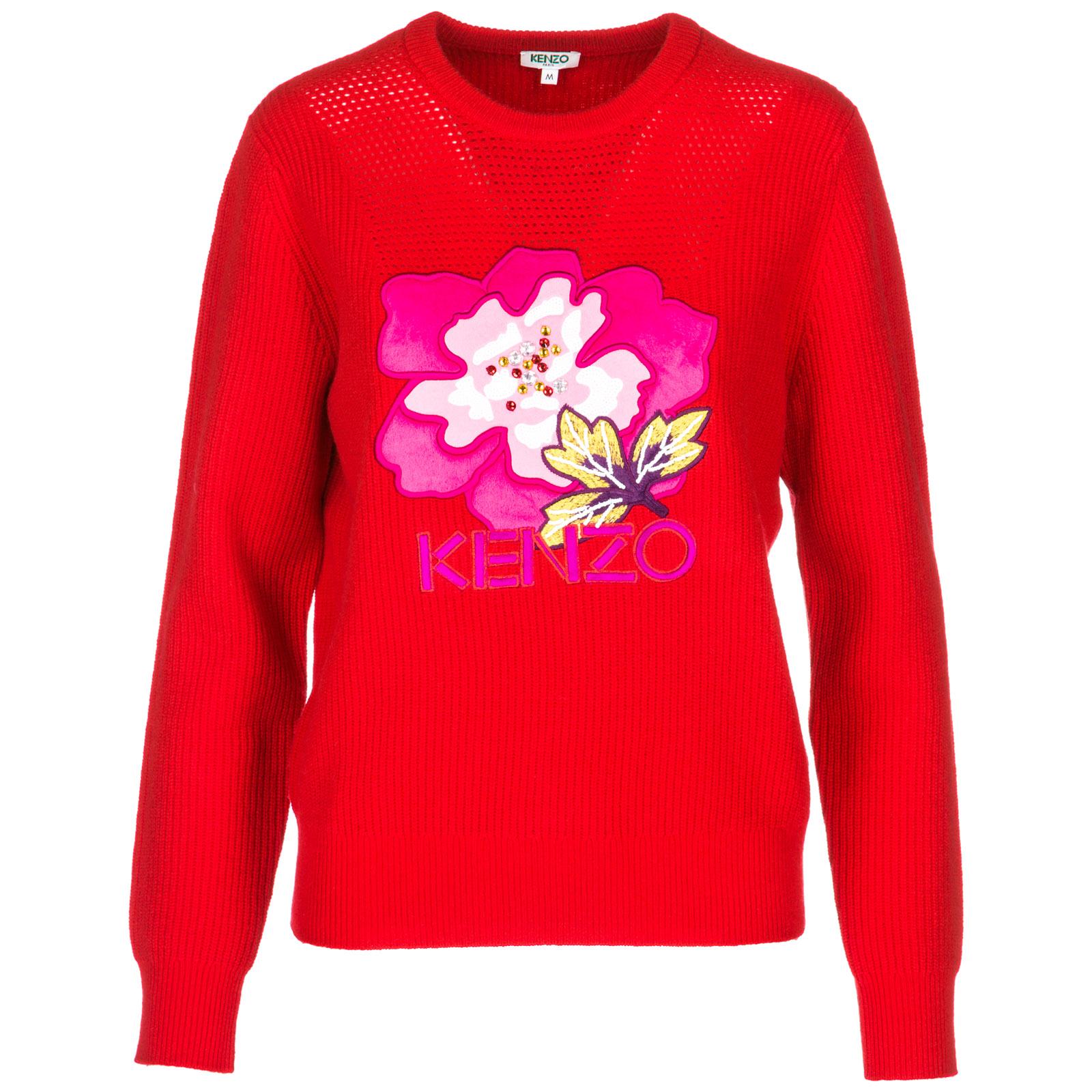 KENZO Women's Jumper Sweater Crew Neck Round Indonesian Flower in Red Save 43 Lyst