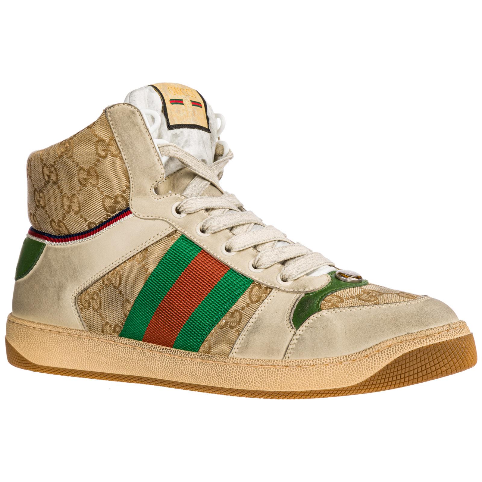 Gucci Leather Sneakers Green 9y9po in Beige (Natural) for Men - Save 28 ...