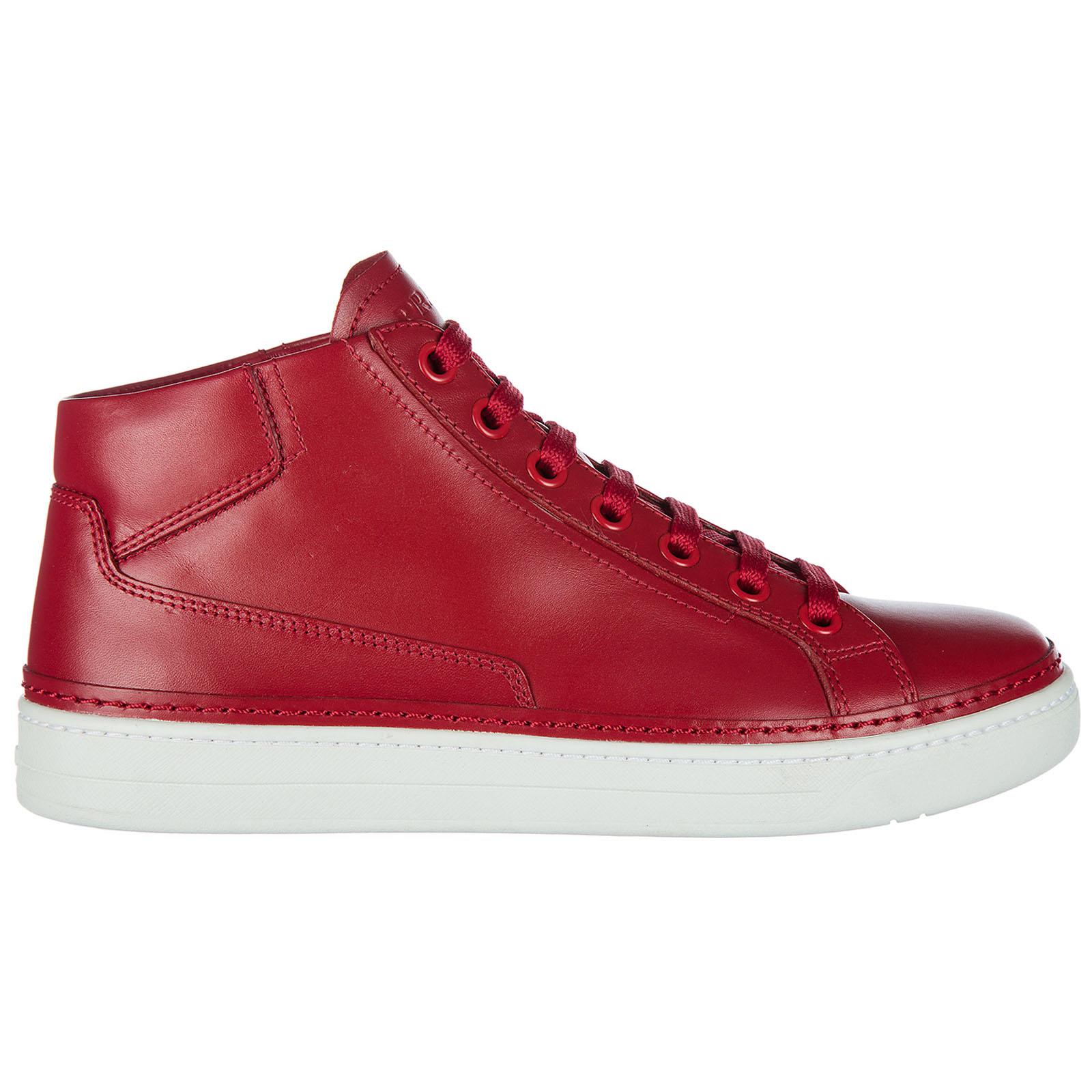  Prada  Shoes High  Top  Leather Trainers Sneakers  in Red for 