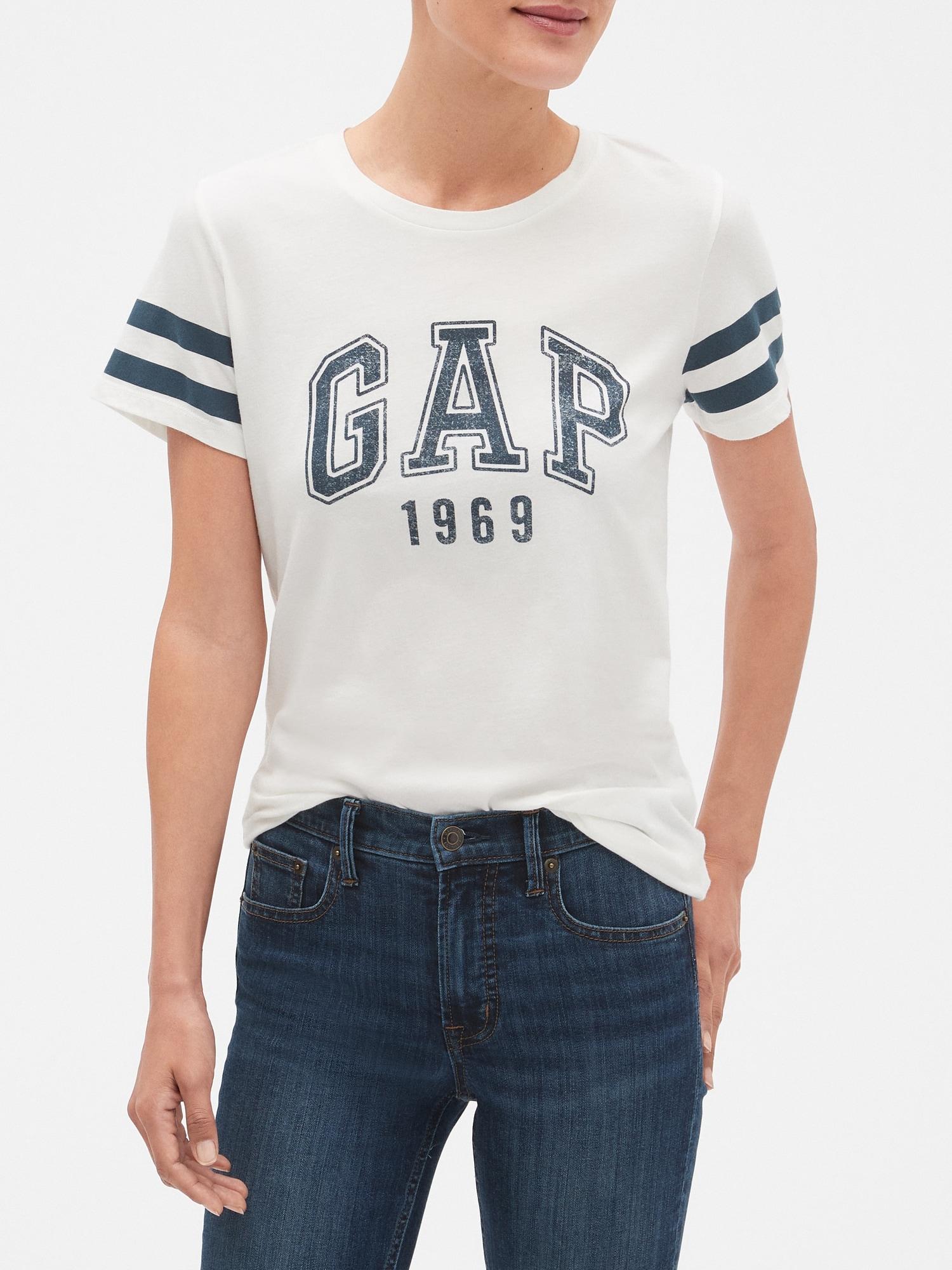 GAP Factory Contrast-stripe Gap Logo Crewneck T-shirt in Pink - Lyst