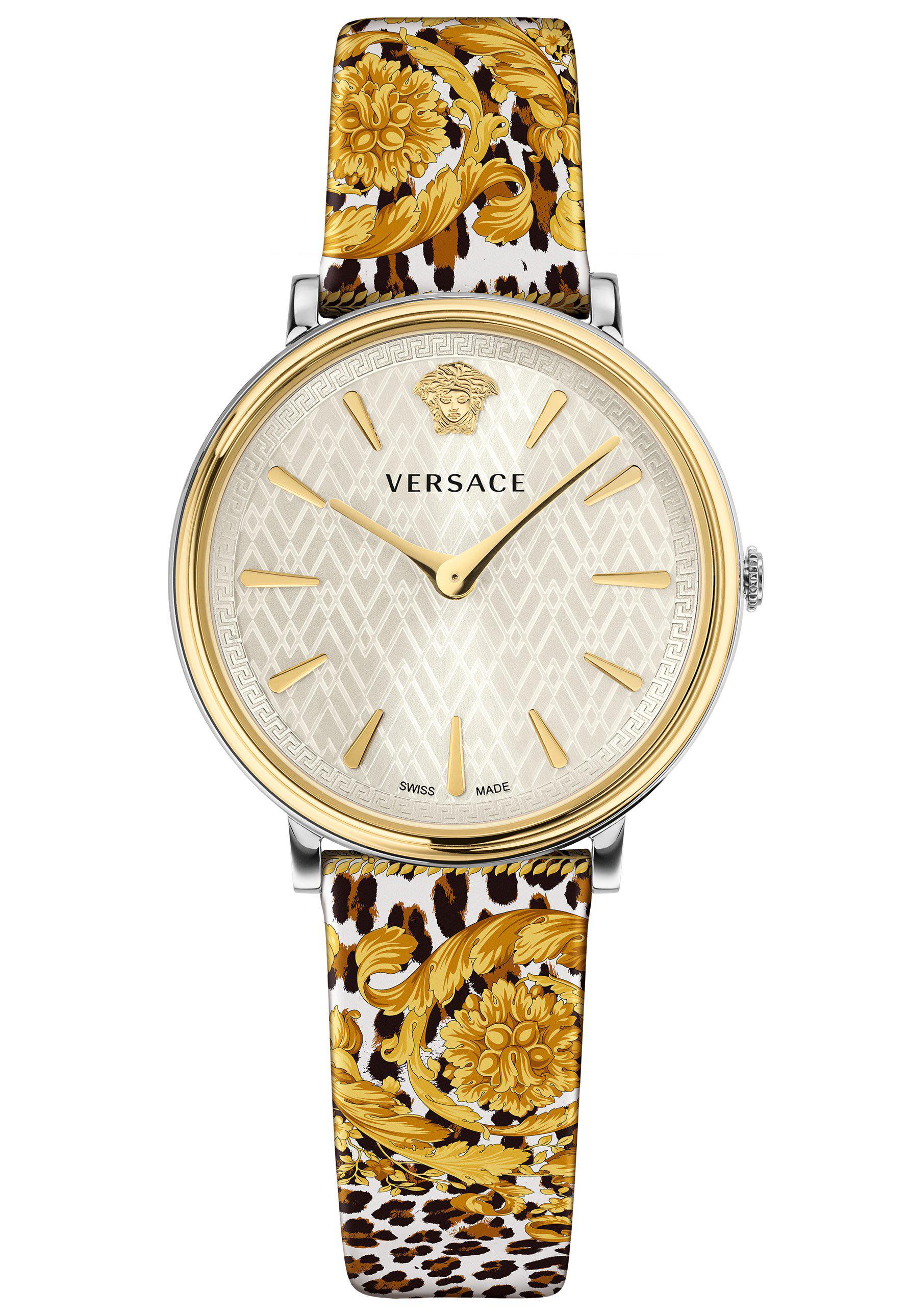 Lyst Versace V Circle Tribute Watch White/gold/black in Metallic