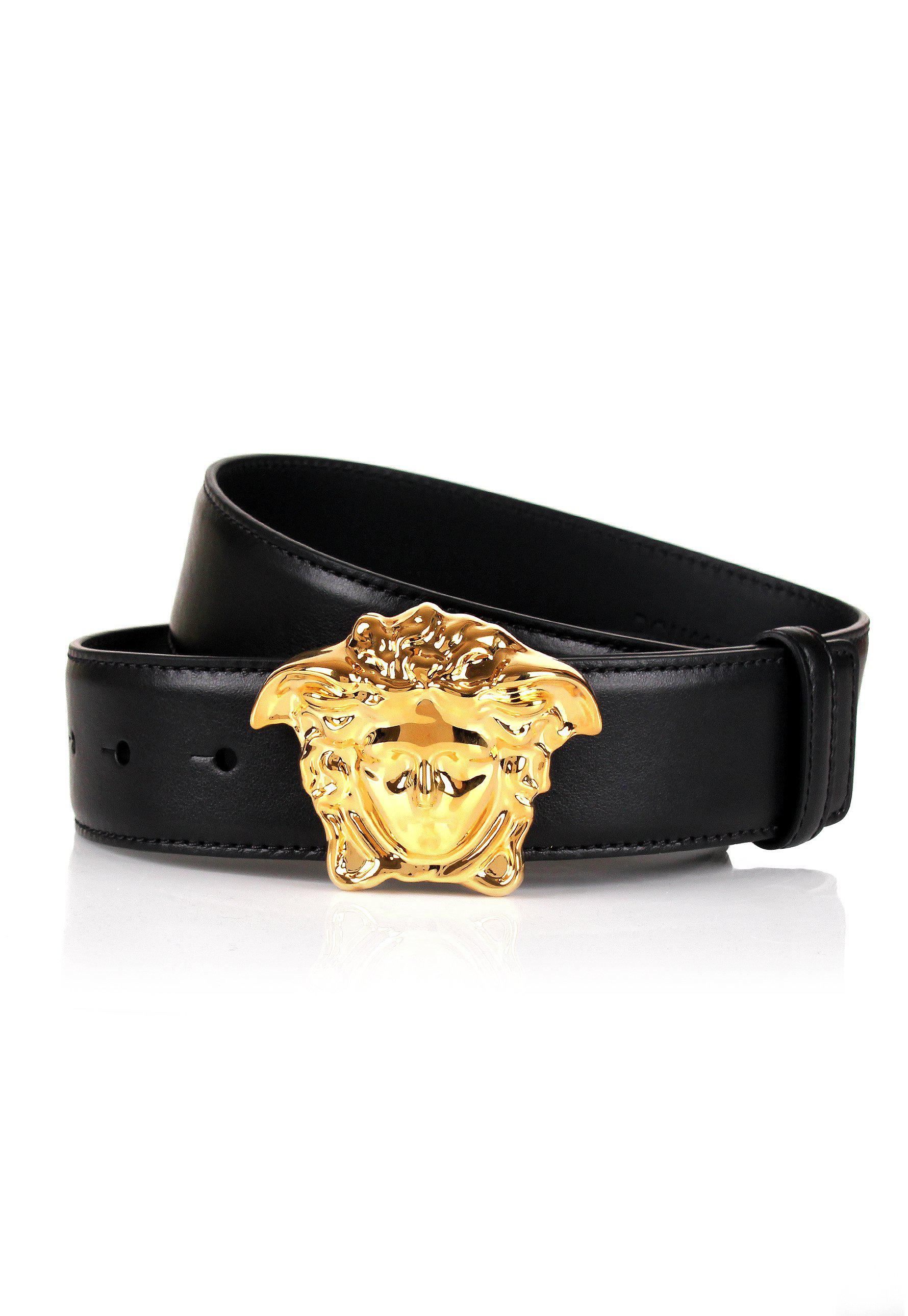 Lyst - Versace Palazzo Medusa Head Belt - Smooth Leather Black/gold in ...