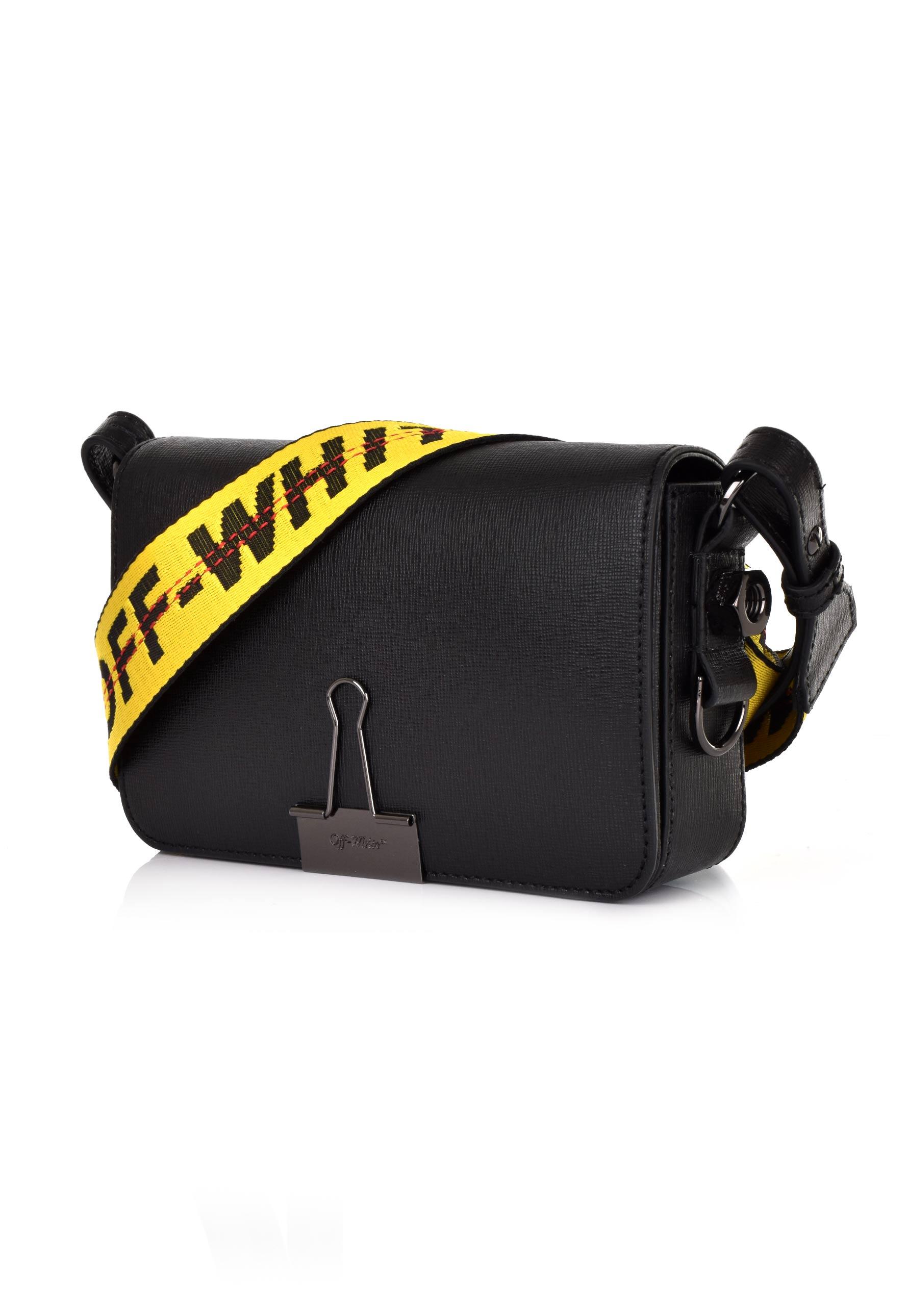 Off-White c/o Virgil Abloh Plain Mini Flap Bag With Strap Black/yellow - Lyst
