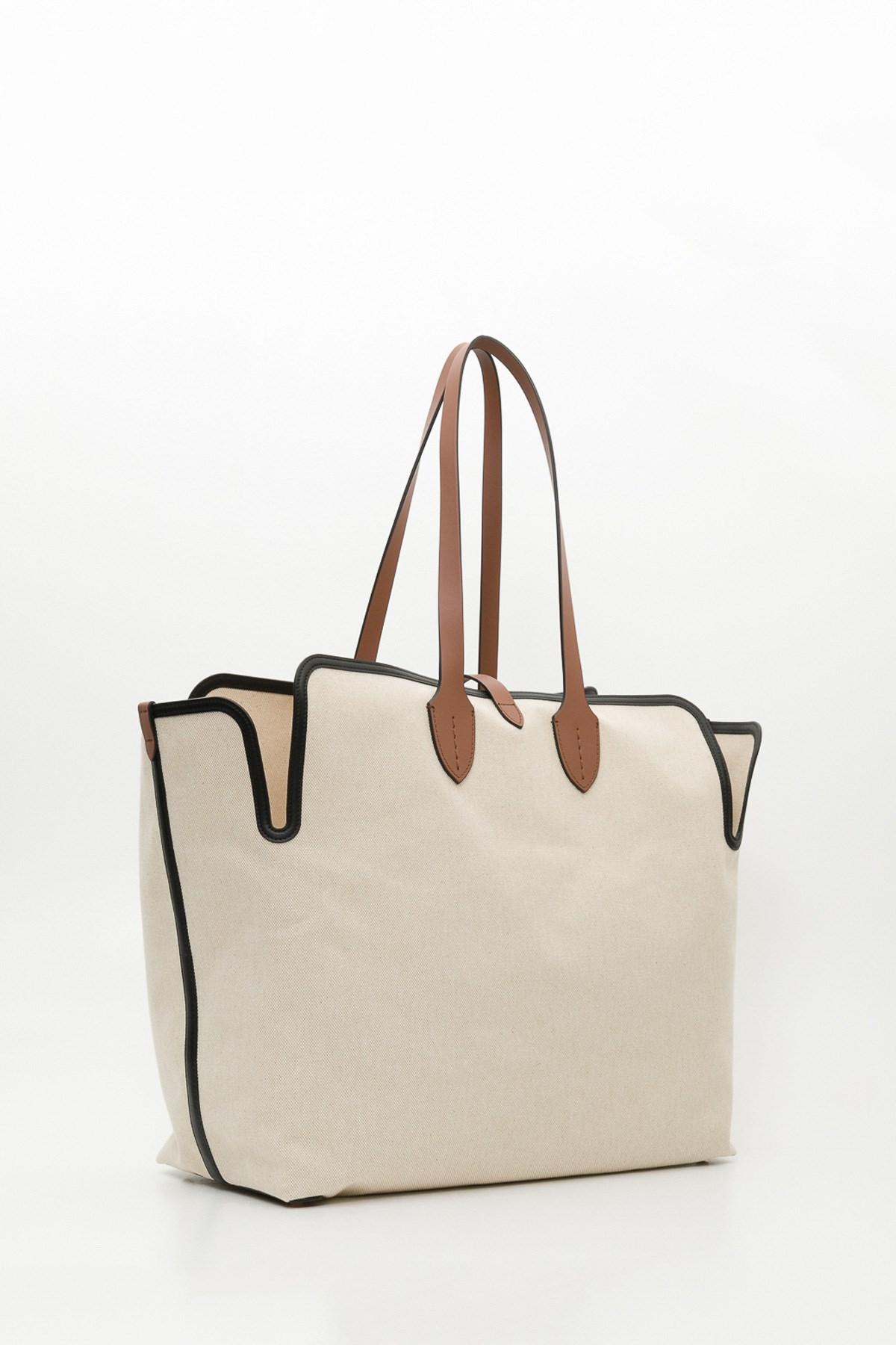 Burberry Canvas Logo Tote in Natural - Lyst