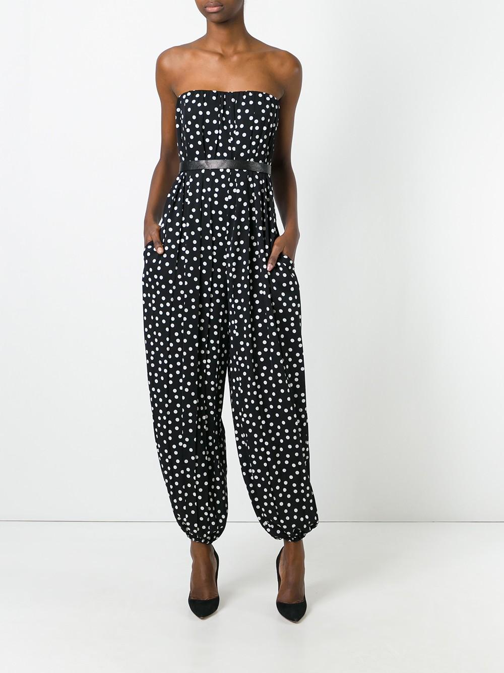 Dolce & Gabbana Cotton Polka Dot Jumpsuit in Black - Lyst