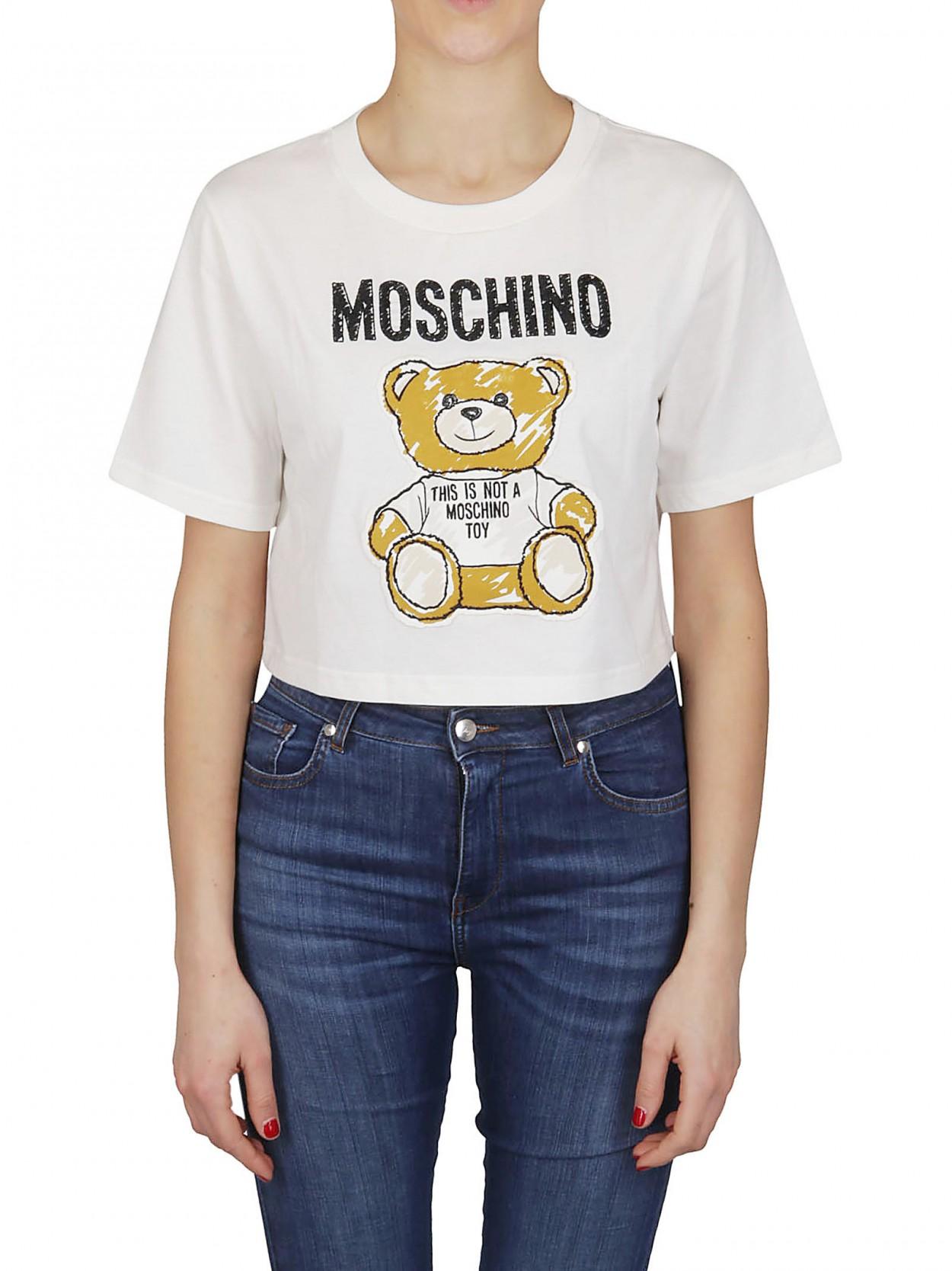 Lyst - Moschino MOSCHINO t-shirt bianca crop orso applicato in White