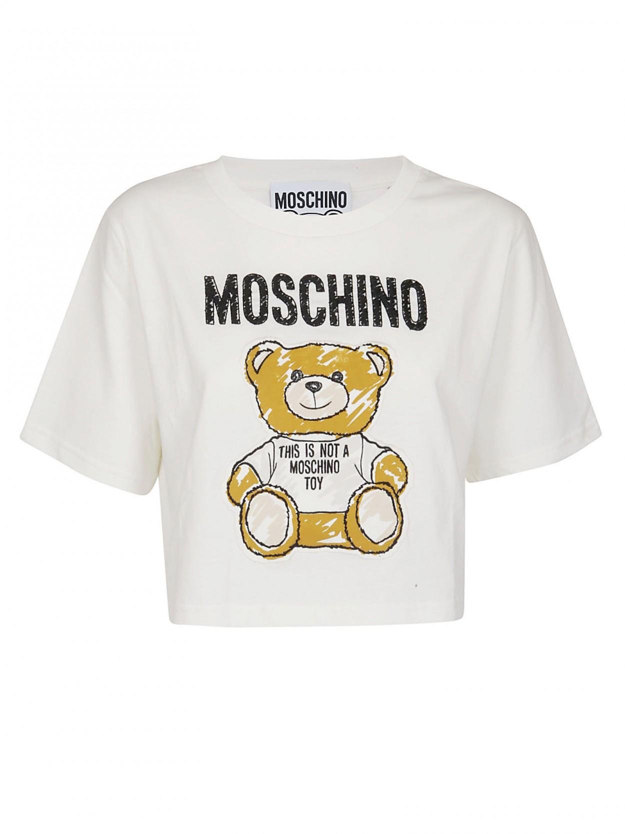 Lyst - Moschino MOSCHINO t-shirt bianca crop orso applicato in White