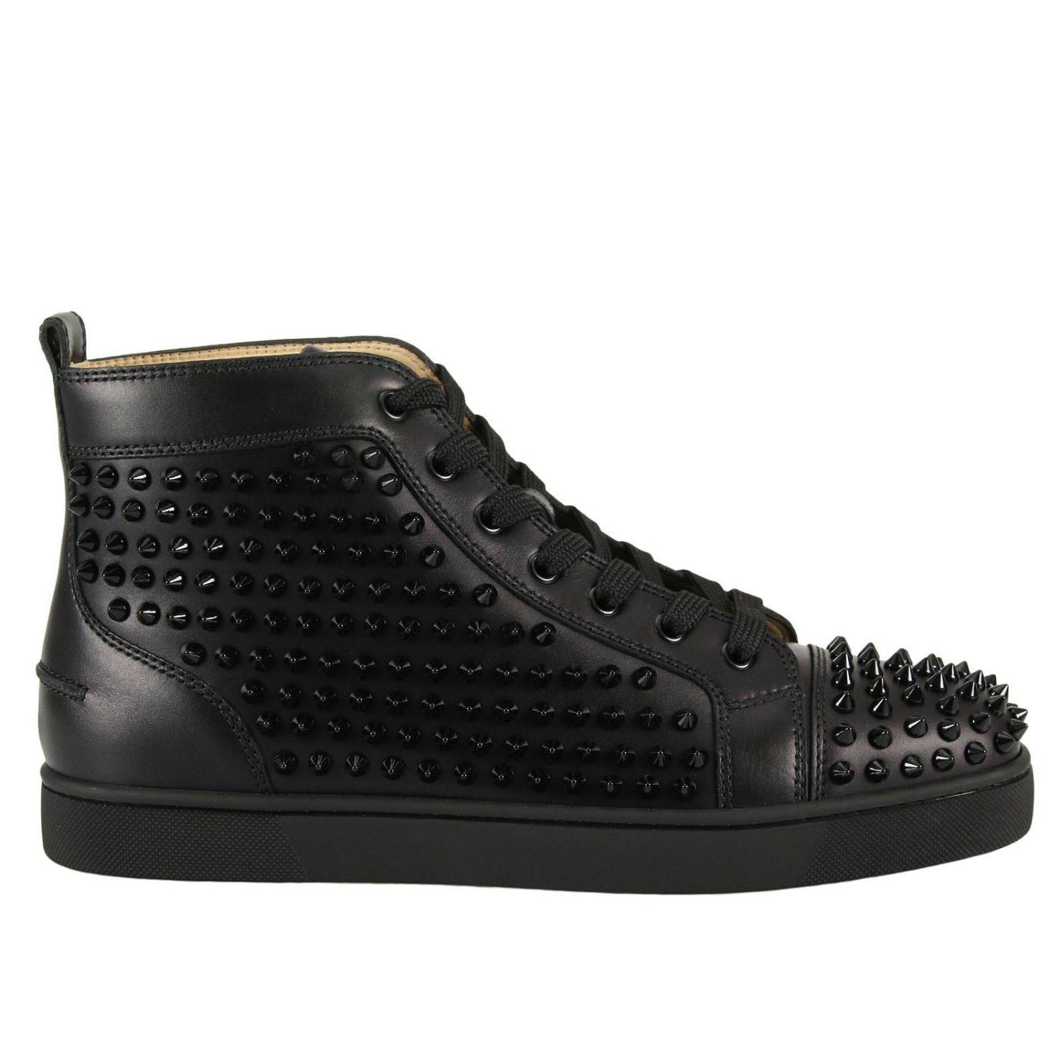 Christian Louboutin Studded Louis High-top Sneakers in Black for Men - Lyst
