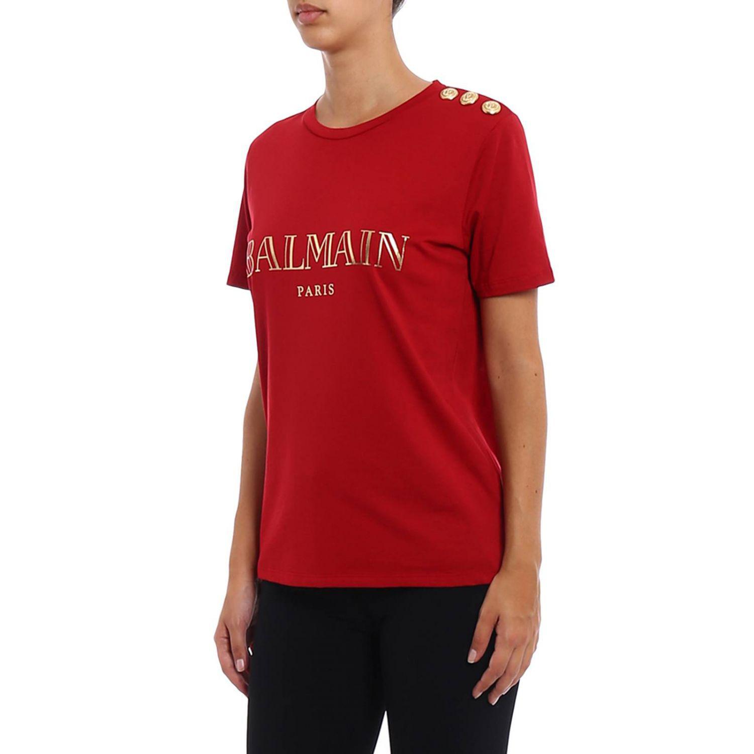Lyst - Balmain T-shirt Women in Red