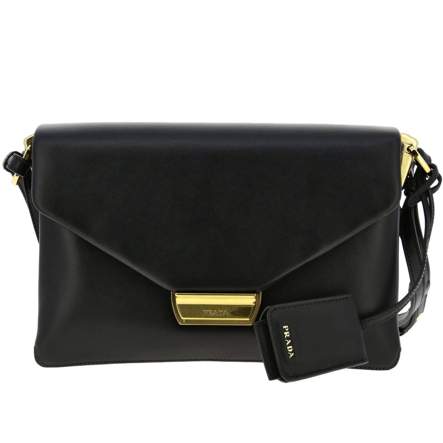 Prada Leather Bag With Shoulder Strap in Black Lyst