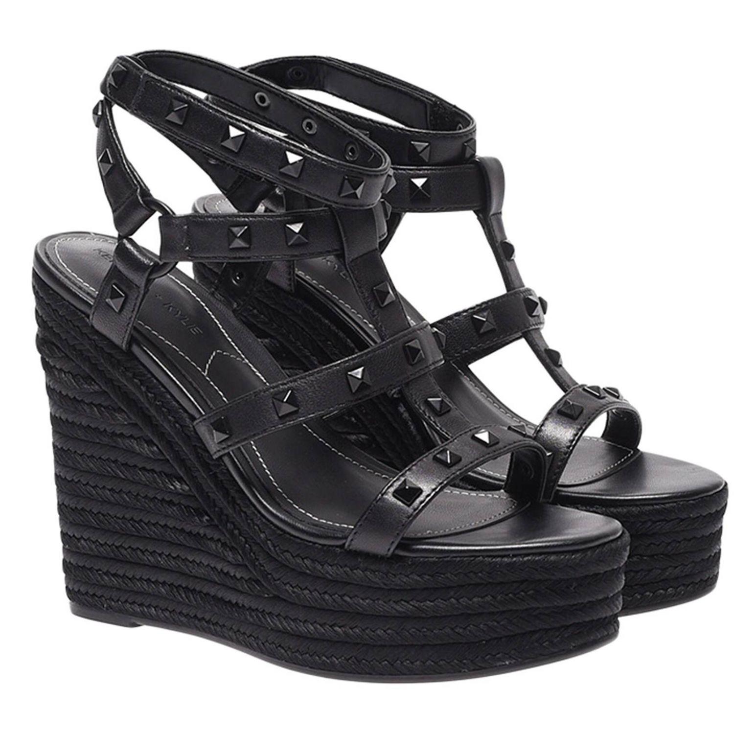 Kendall + Kylie Leather Wedge Shoes Shoes Women in Black - Lyst