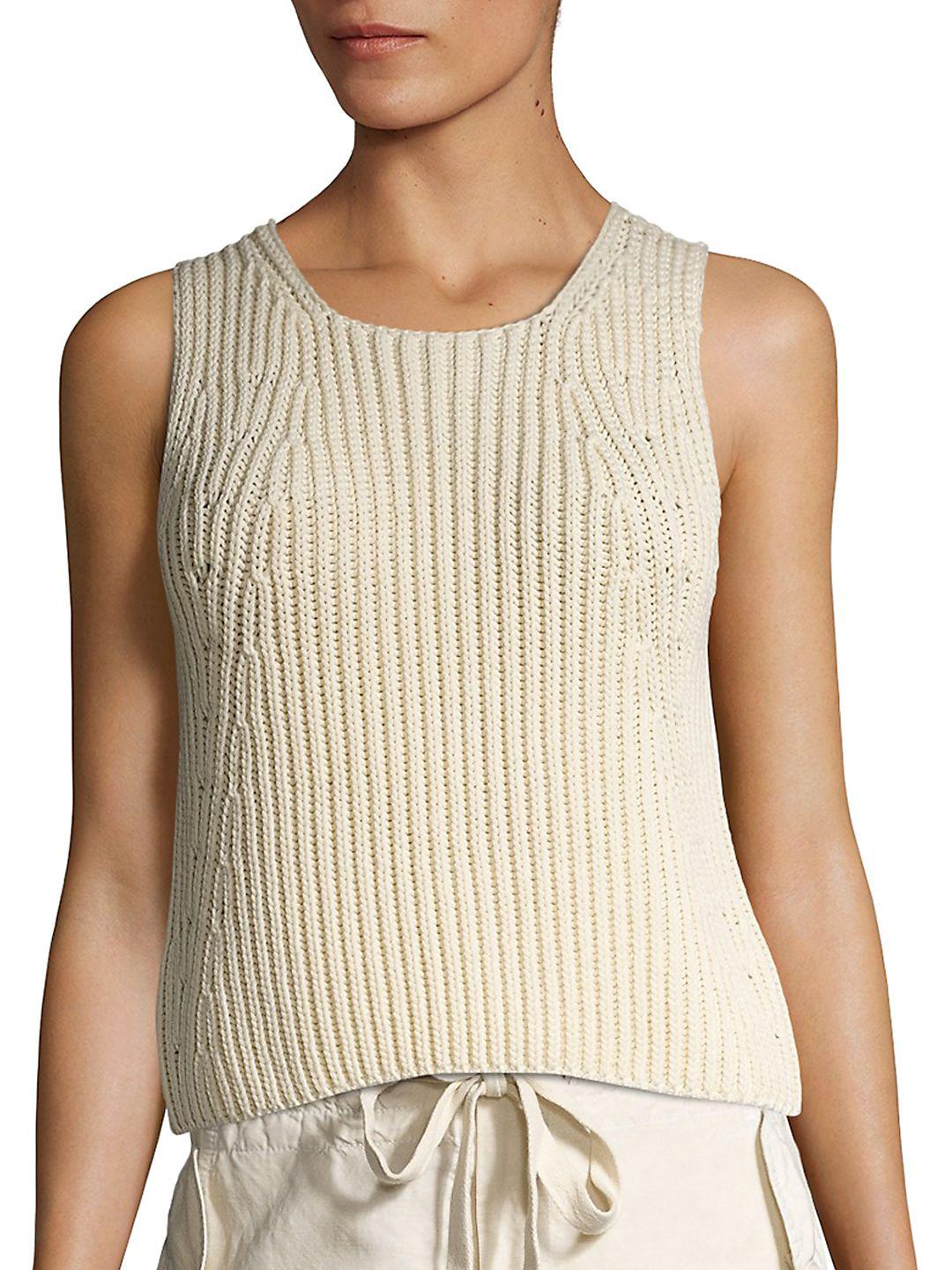 Lyst - Vince Chunky Rib-knit Tank Top in White