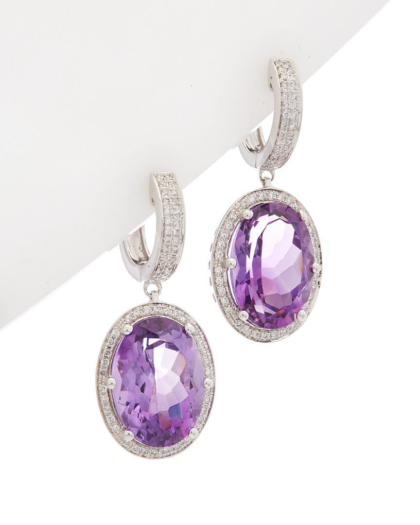 Effy Fine Jewelry 14k 9.92 Ct. Tw. Diamond & Amethyst Drop Earrings in ...