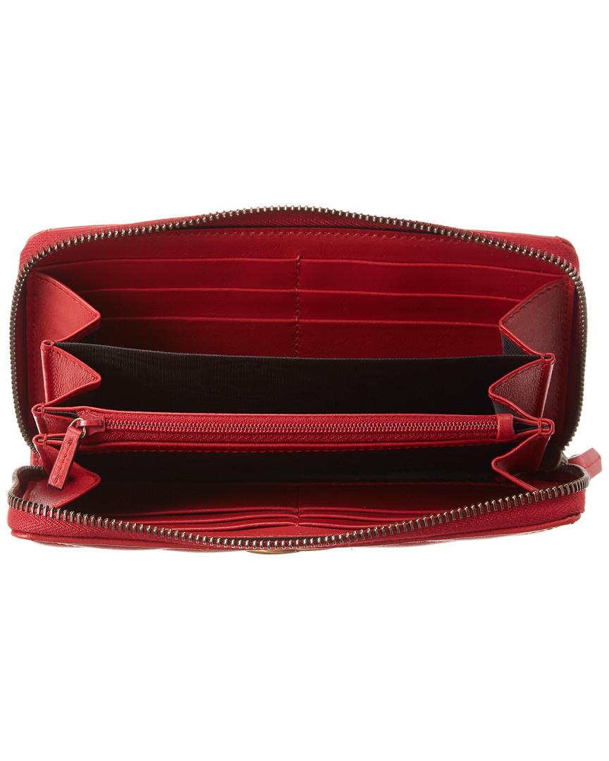 Gucci GG Marmont Zip Around Leather Wallet in Red - Lyst