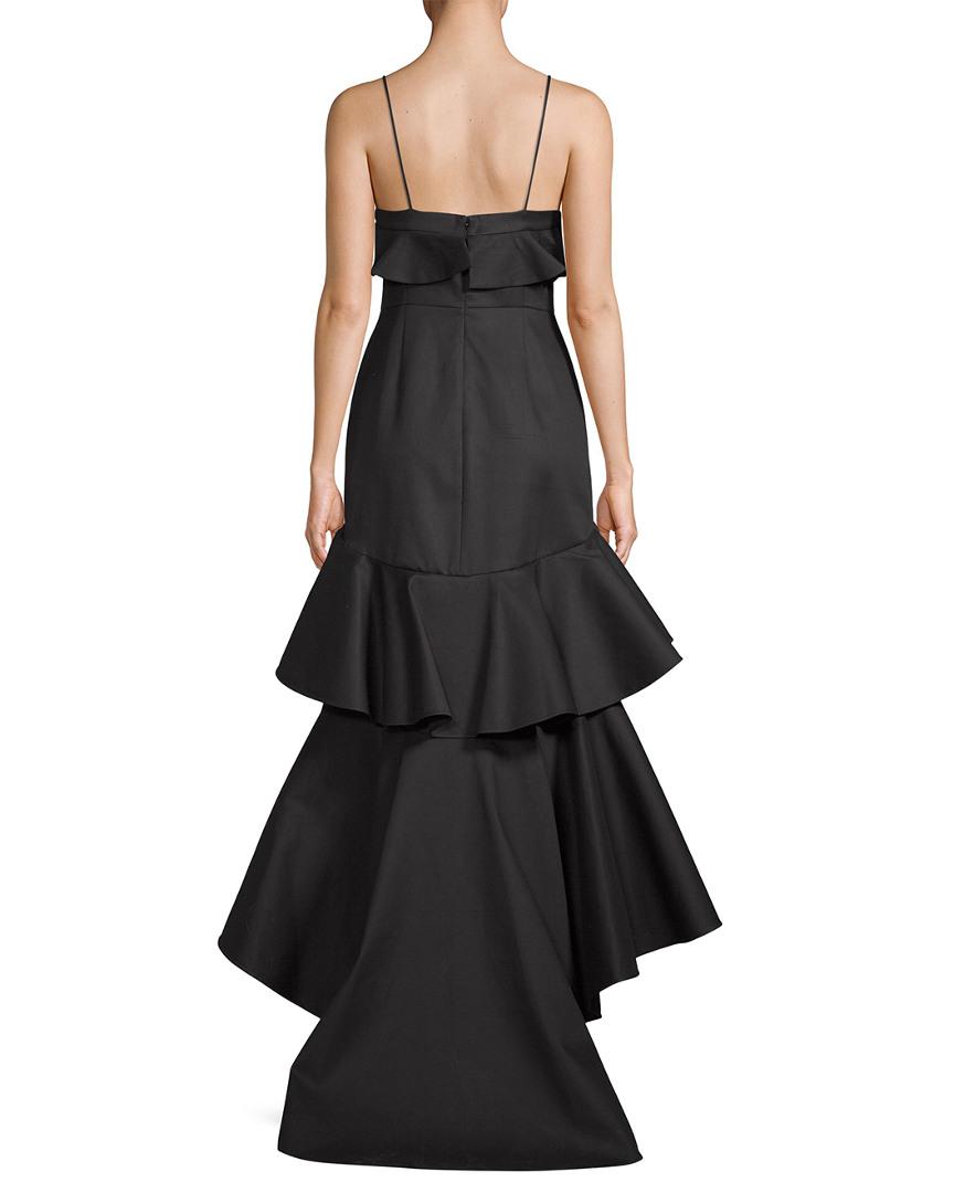 hi low ruffle gown