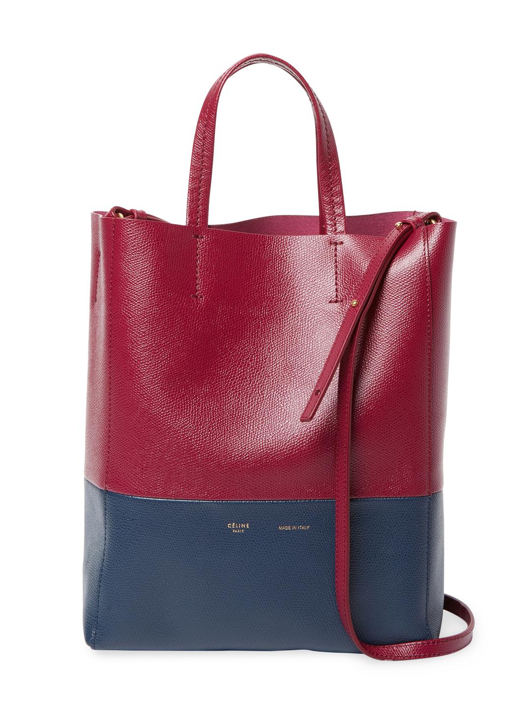 Lyst Céline Leather Colorblock Tote In Red Gallery