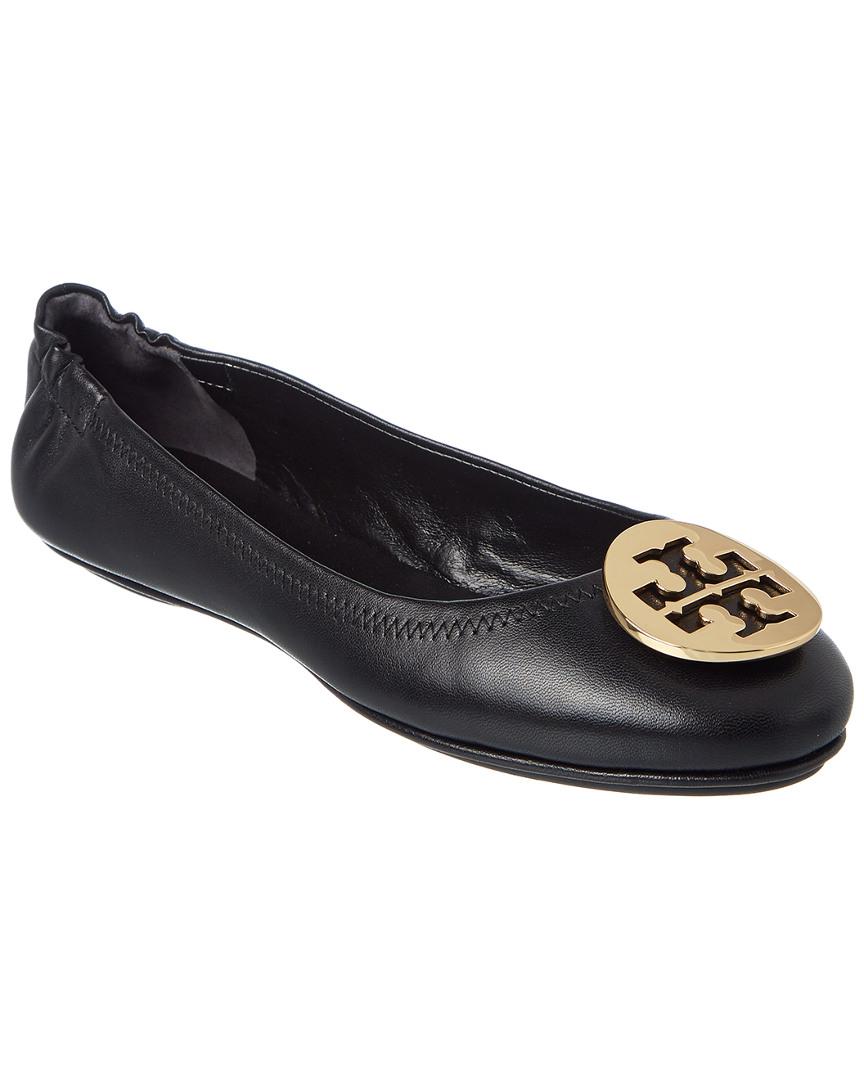 Lyst - Tory Burch Minnie Travel Leather Ballet Flat in Black - Save 3. ...
