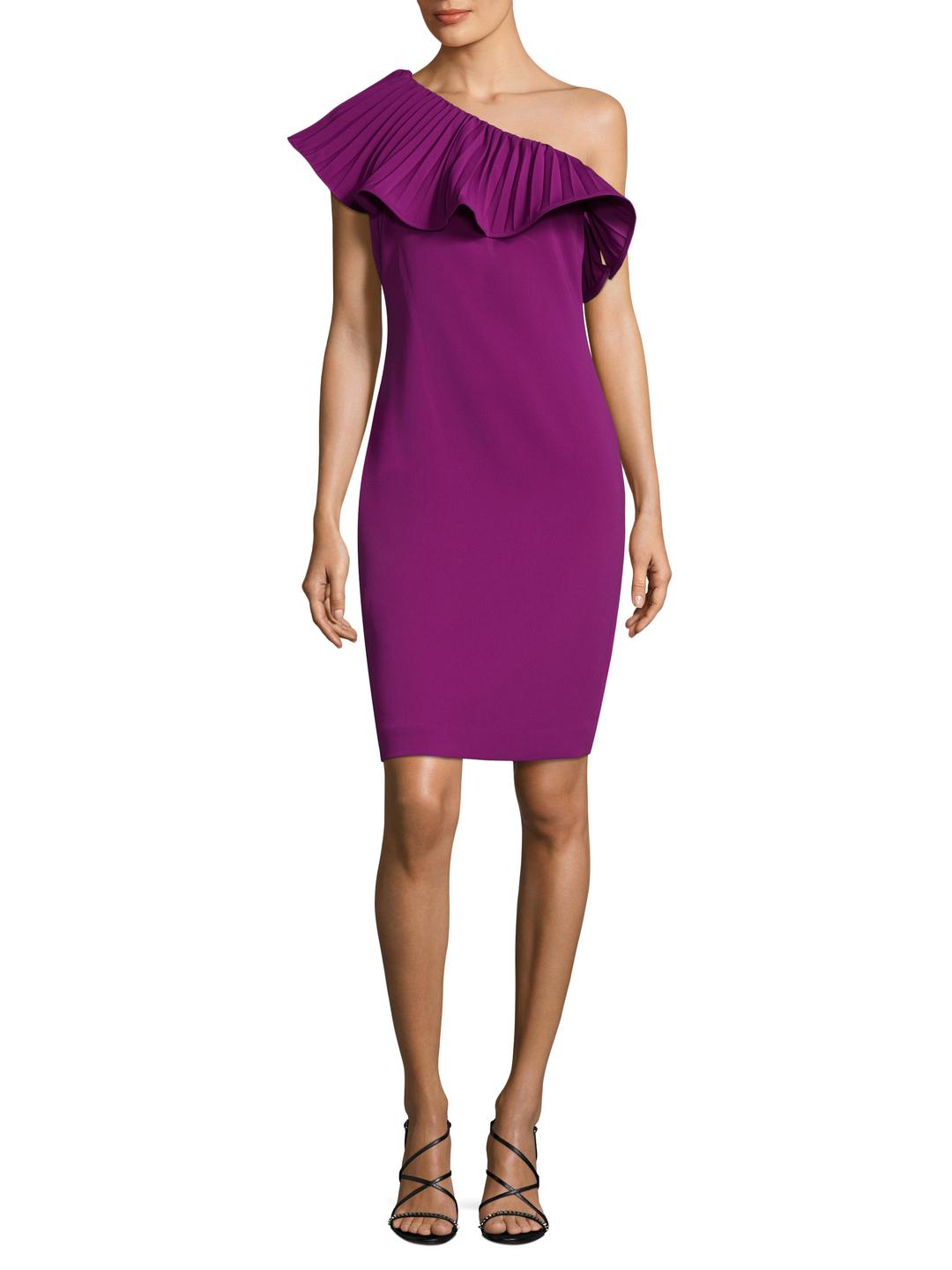 badgley mischka pleated gown
