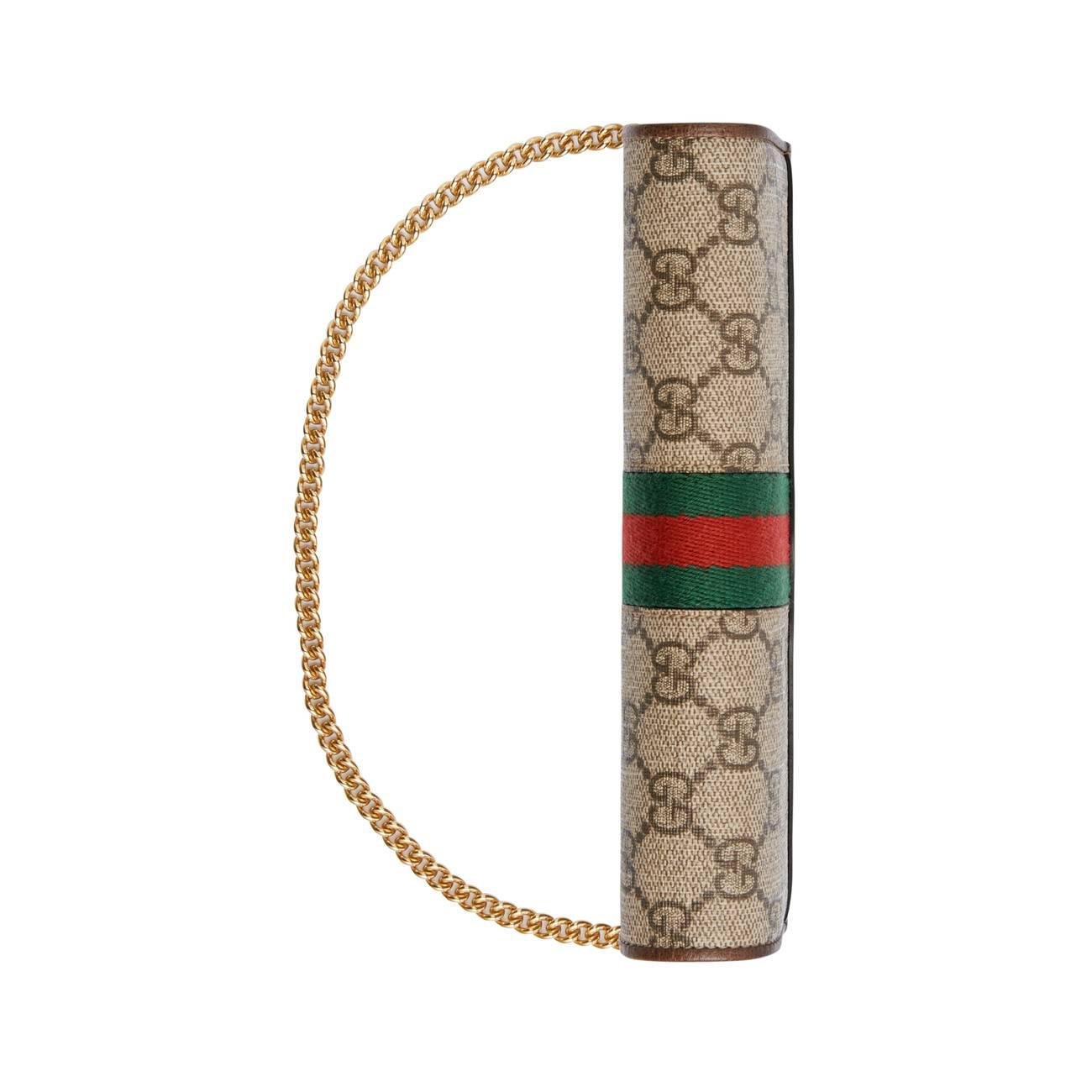 Gucci Canvas Ophidia GG Chain Wallet in Brown - Lyst