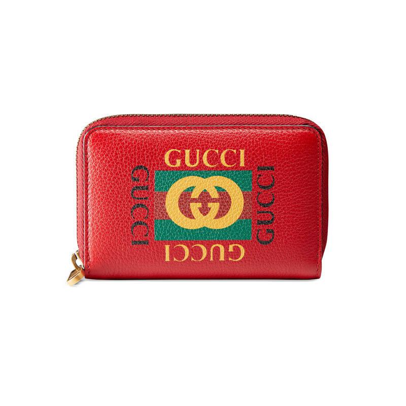 Lyst - Gucci Print Leather Card Case in Red