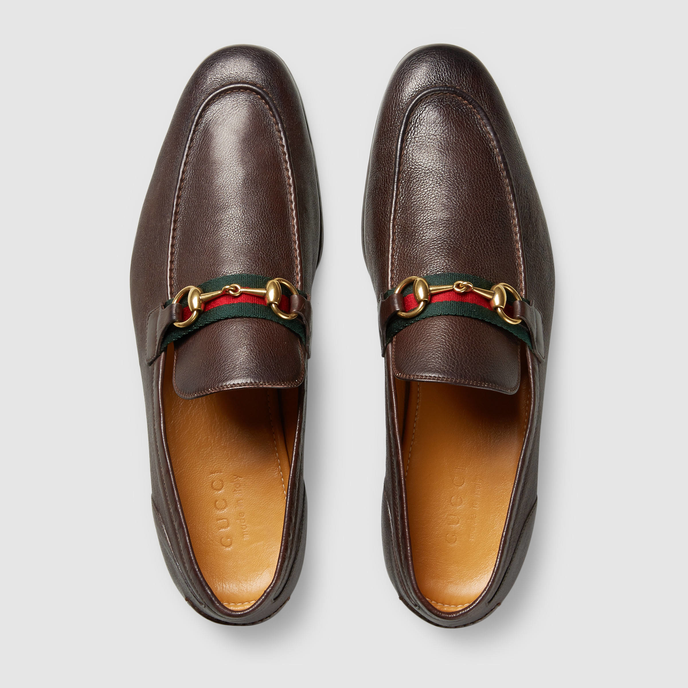 Lyst - Gucci Horsebit Leather Loafer With Web in Brown for Men