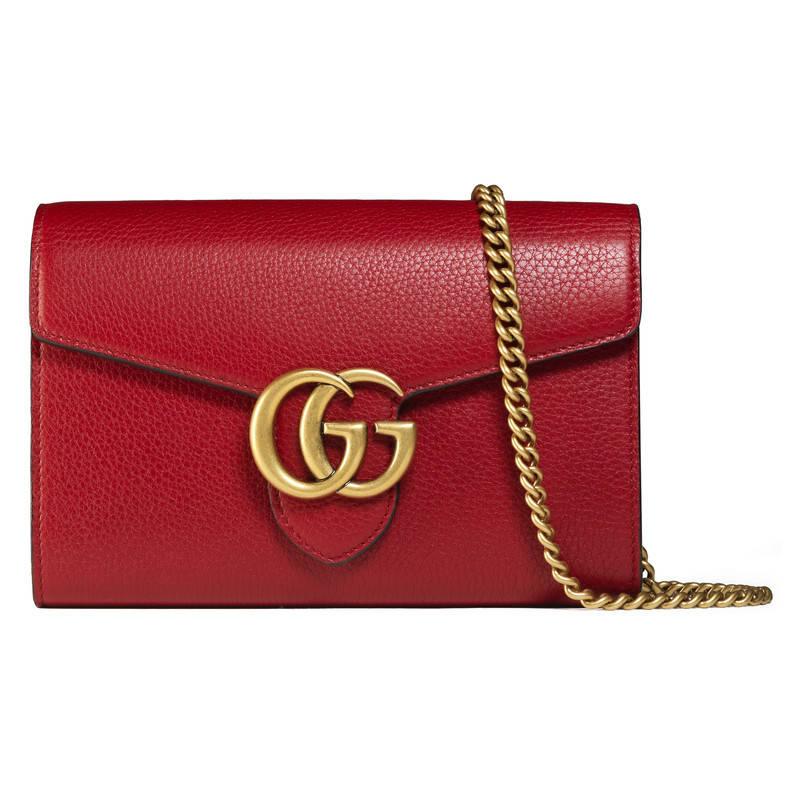 Gucci GG Marmont Leather Mini Shoulder Bag in Red | Lyst