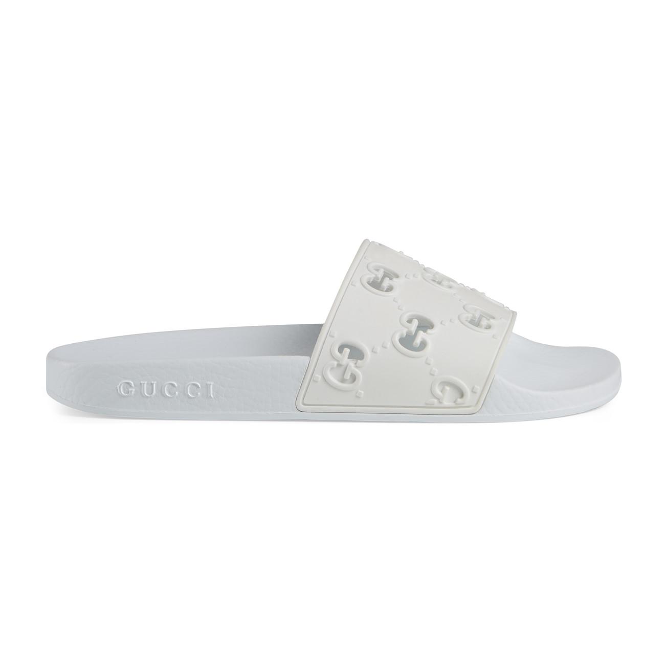 Lyst - Gucci Rubber GG Slide Sandal in White