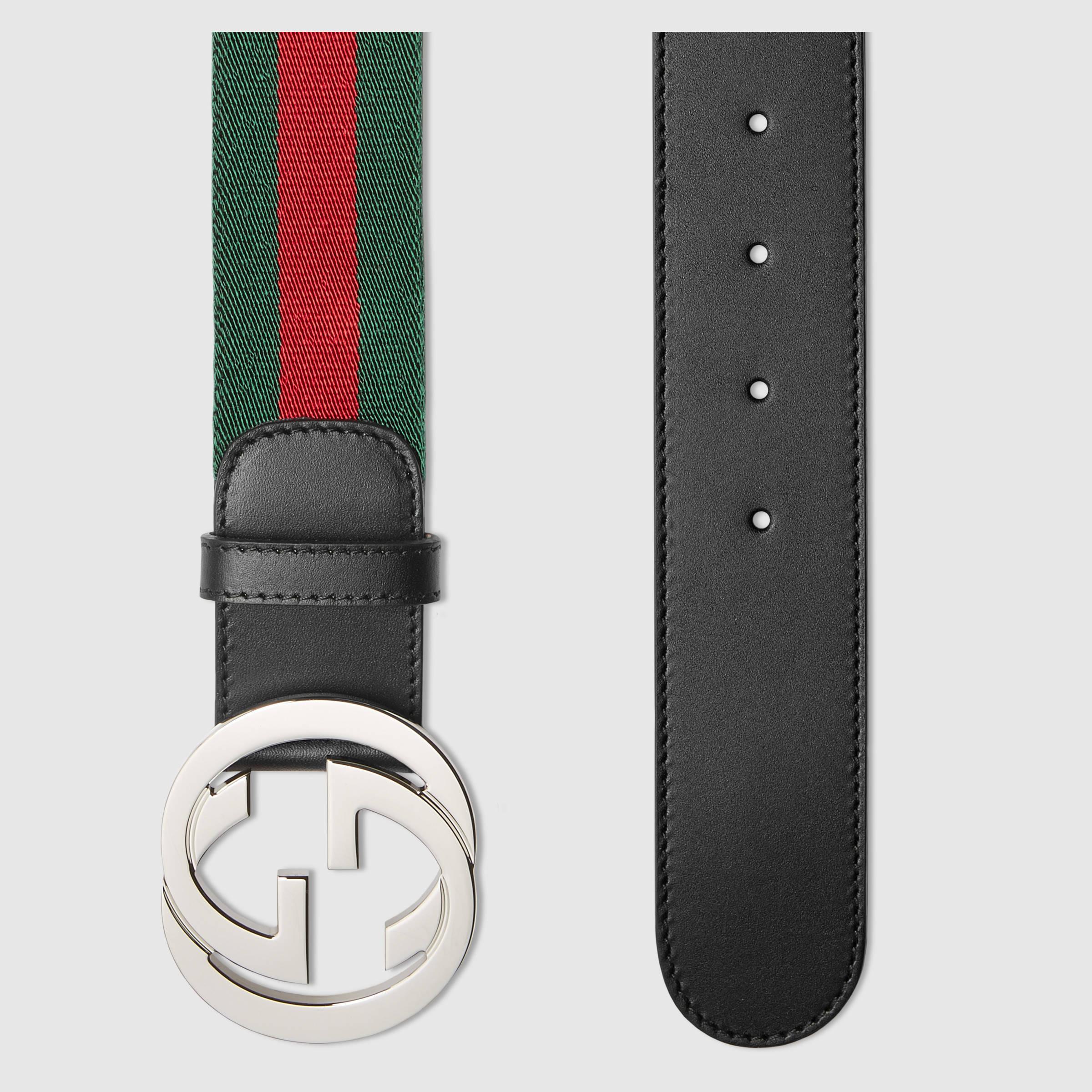 Lyst - Gucci Web Belt With G Buckle in Green for Men