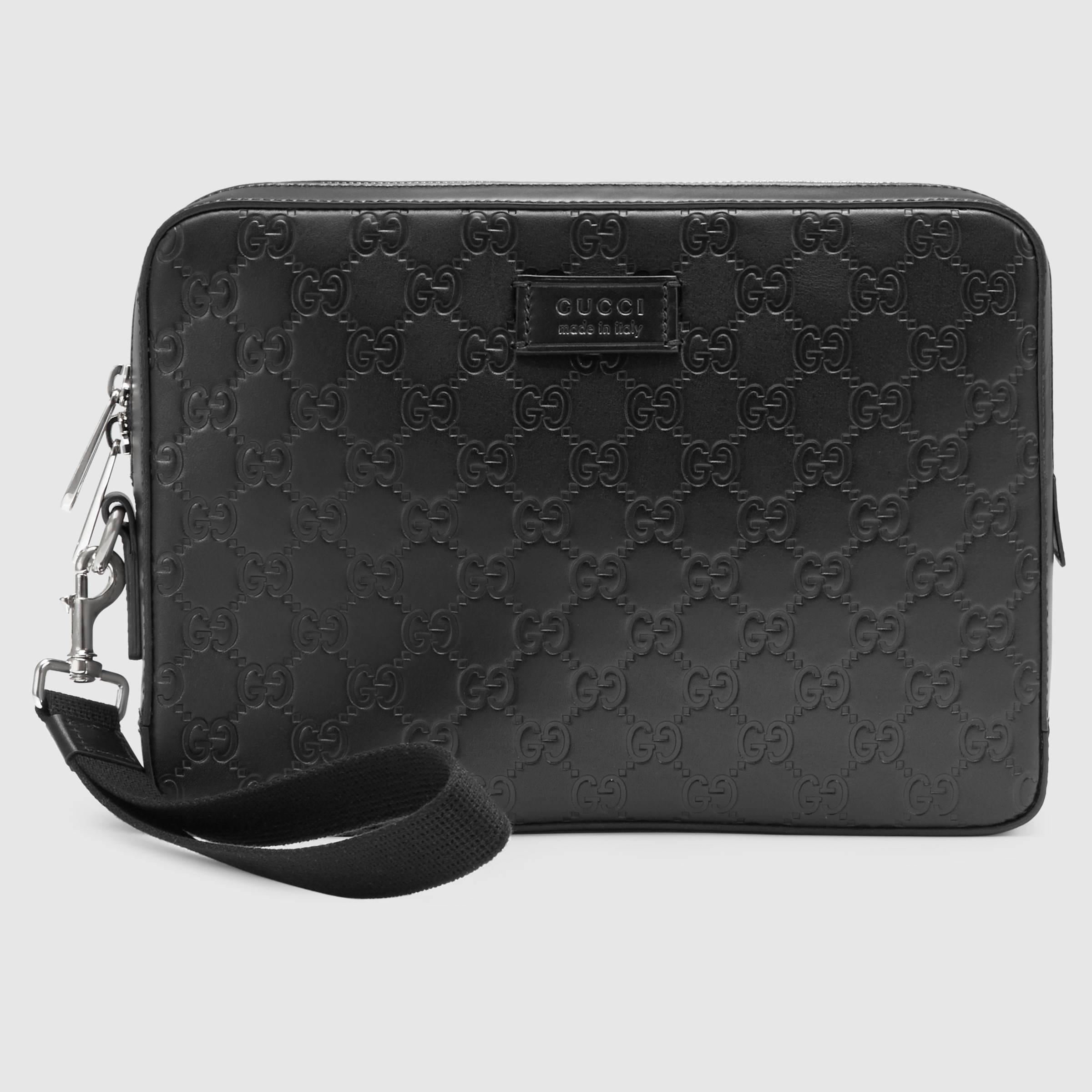 Gucci Signature Leather Men's Bag in Black for Men - Save 10% | Lyst