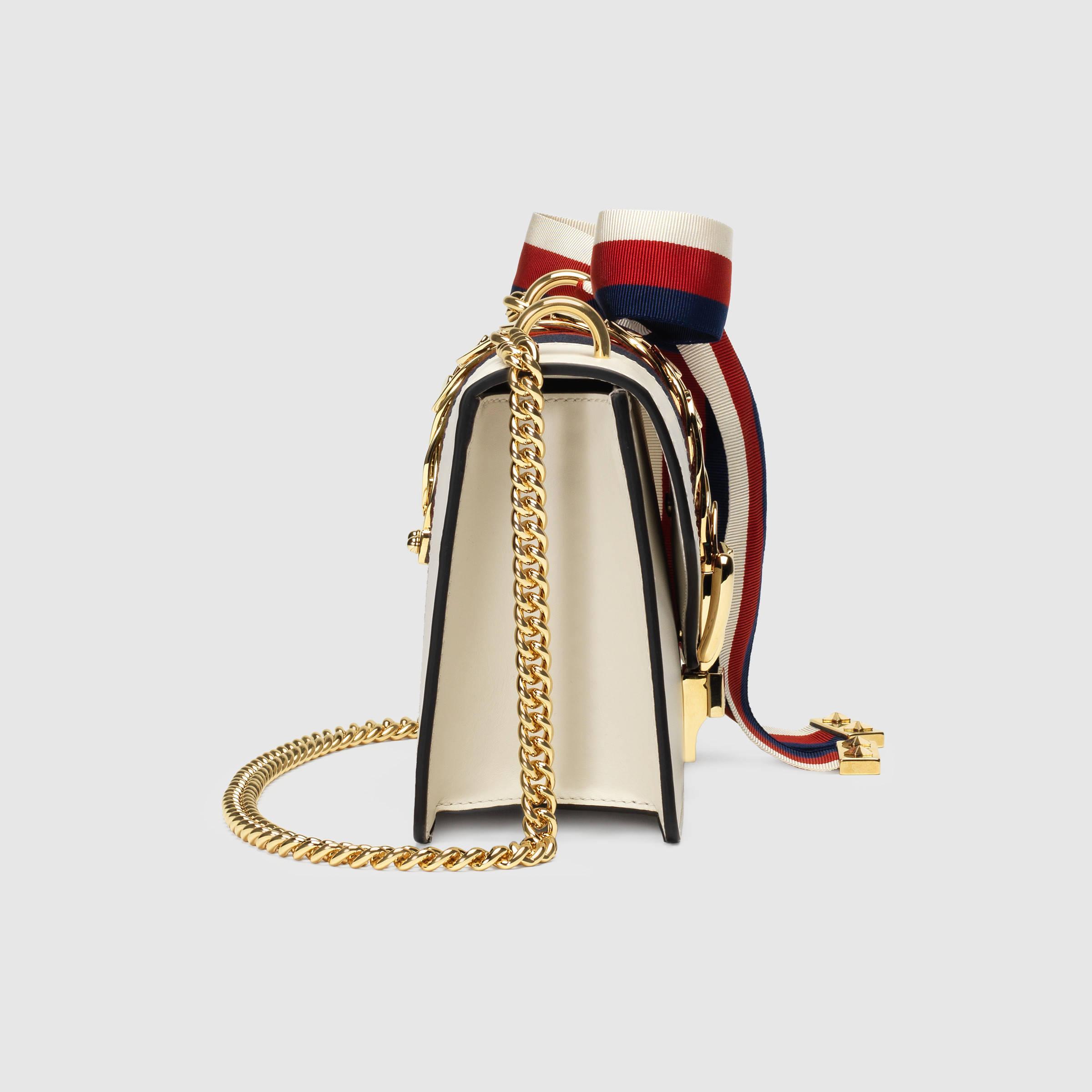 Gucci Sylvie Leather Mini Chain Bag in White | Lyst