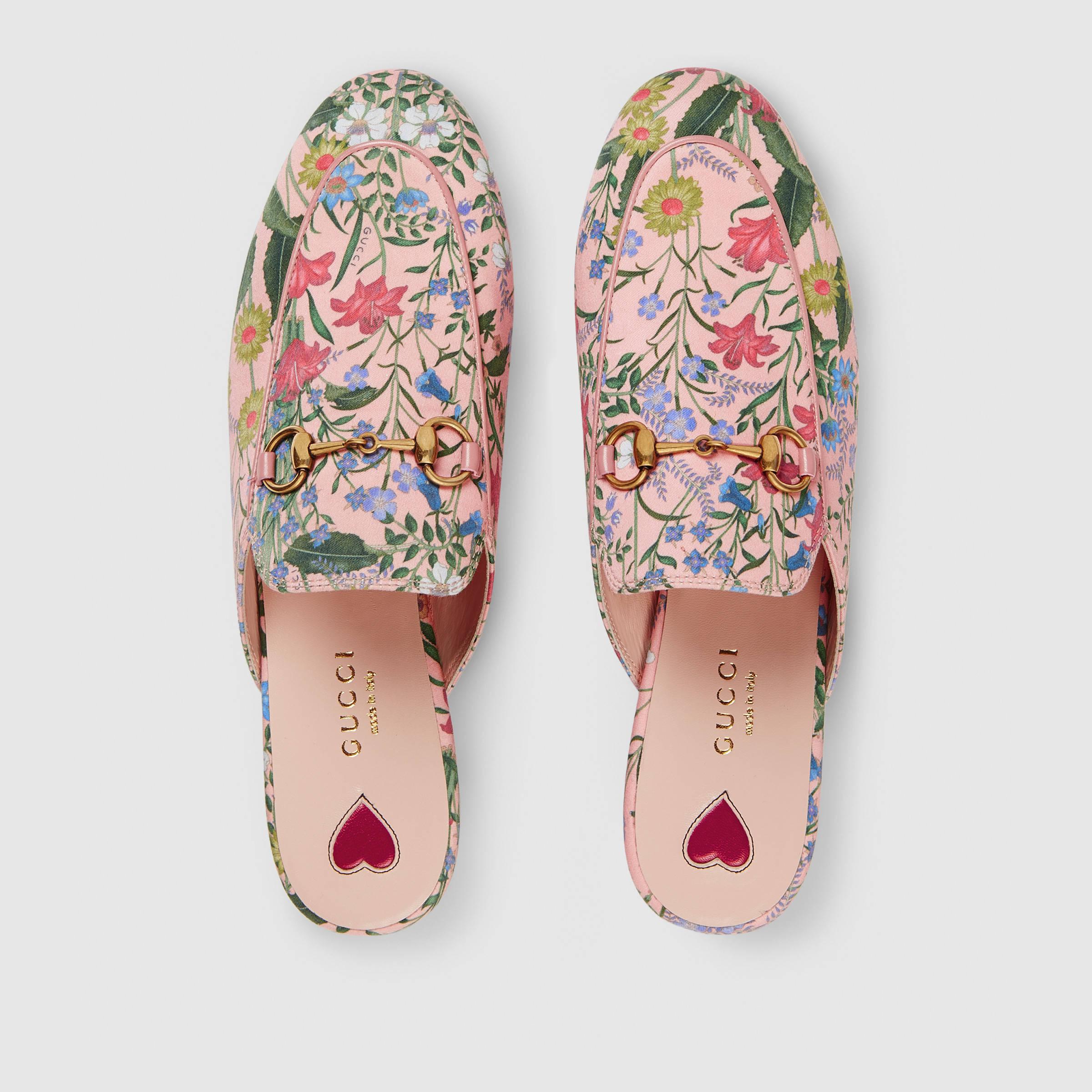 Lyst - Gucci Princetown New Flora Slipper in Pink