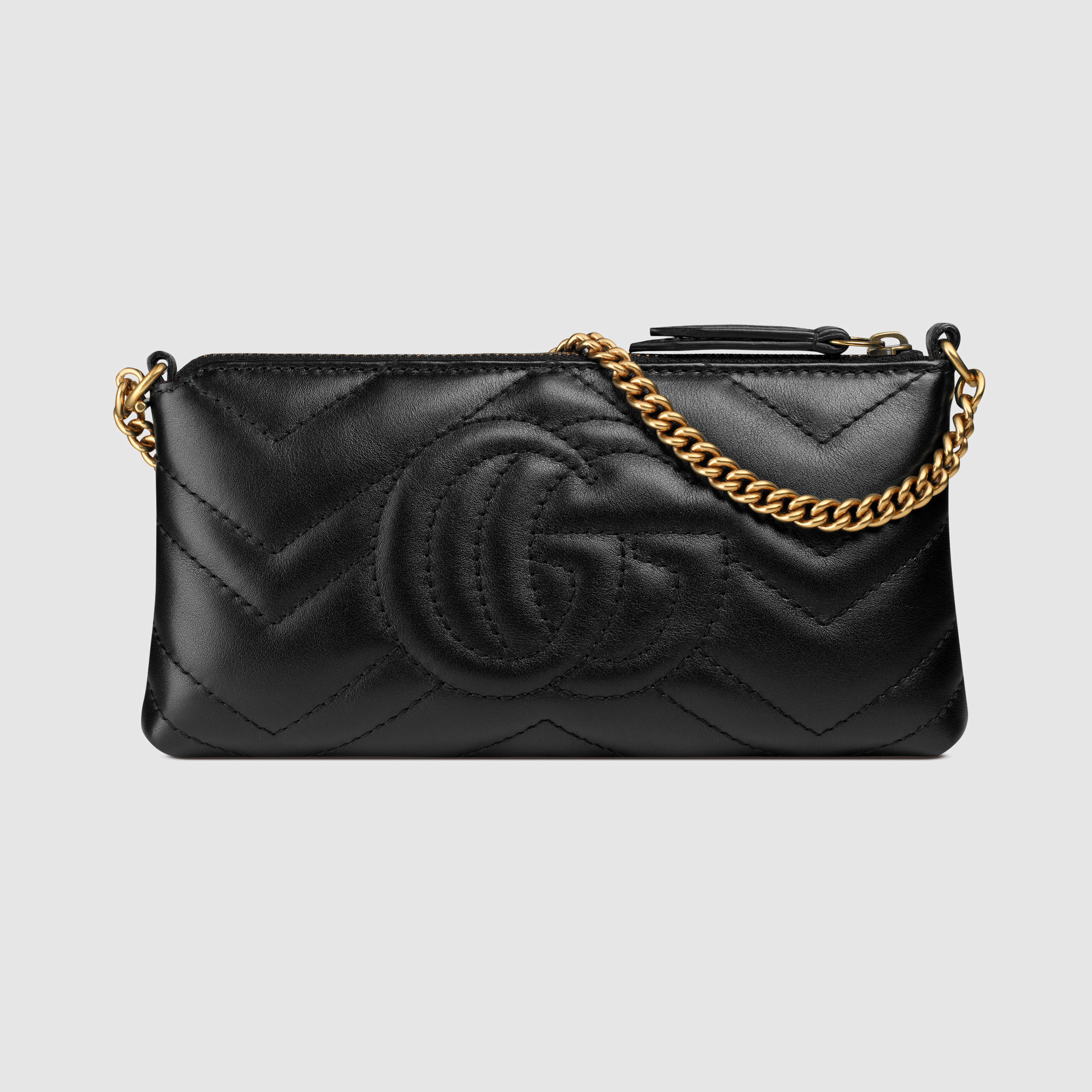Lyst - Gucci GG Marmont Leather Chain Mini Shoulder Bag in Black