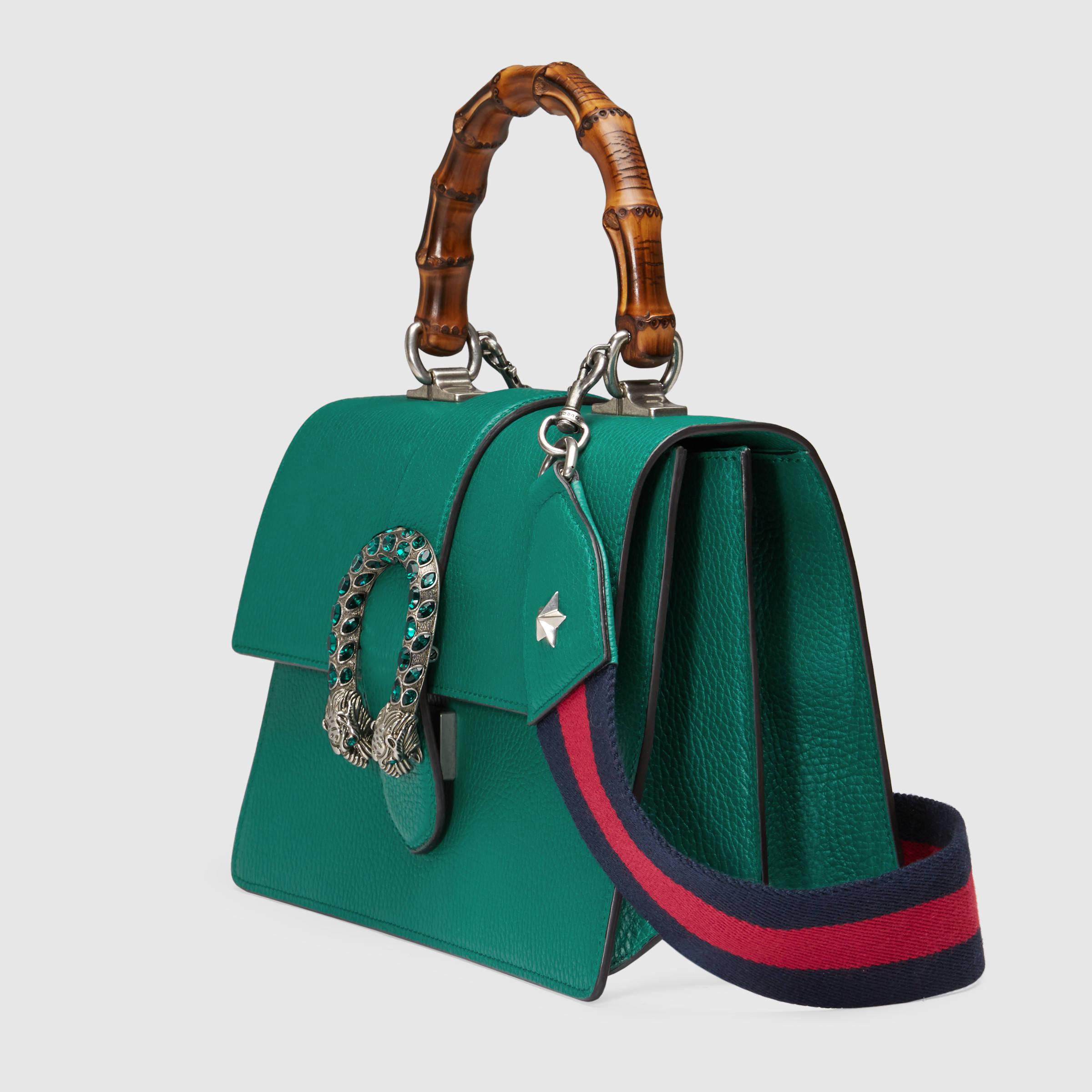 Gucci Dionysus Leather Top Handle Bag in Green | Lyst