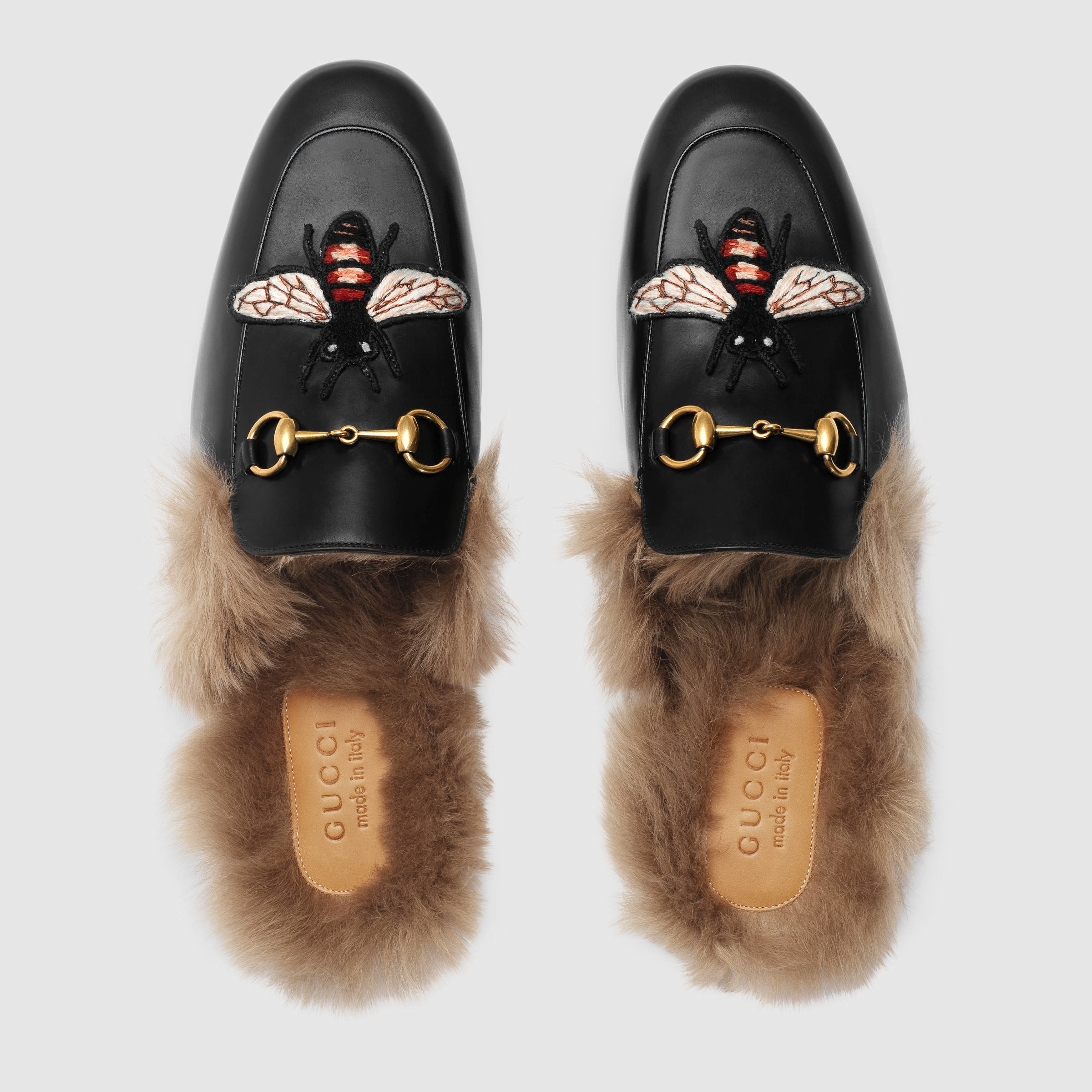 Gucci Princetown Embroidered Leather Slides | Lyst