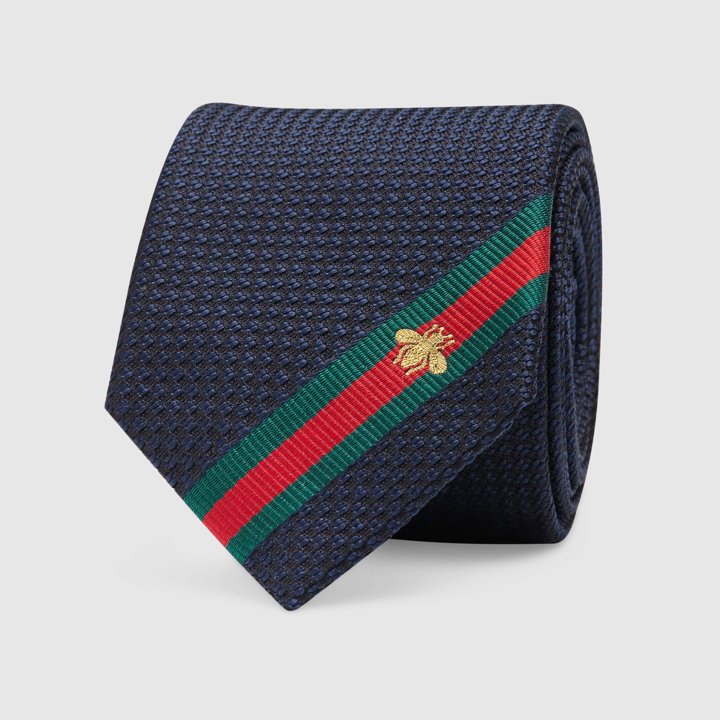 Lyst Gucci Silk Tie With Bee Web in Blue for Men