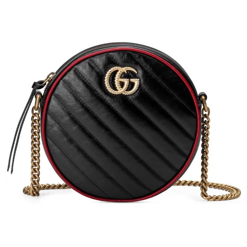 Gucci Marmont - GG Marmont Mini Round Shoulder Bag in Black - Lyst