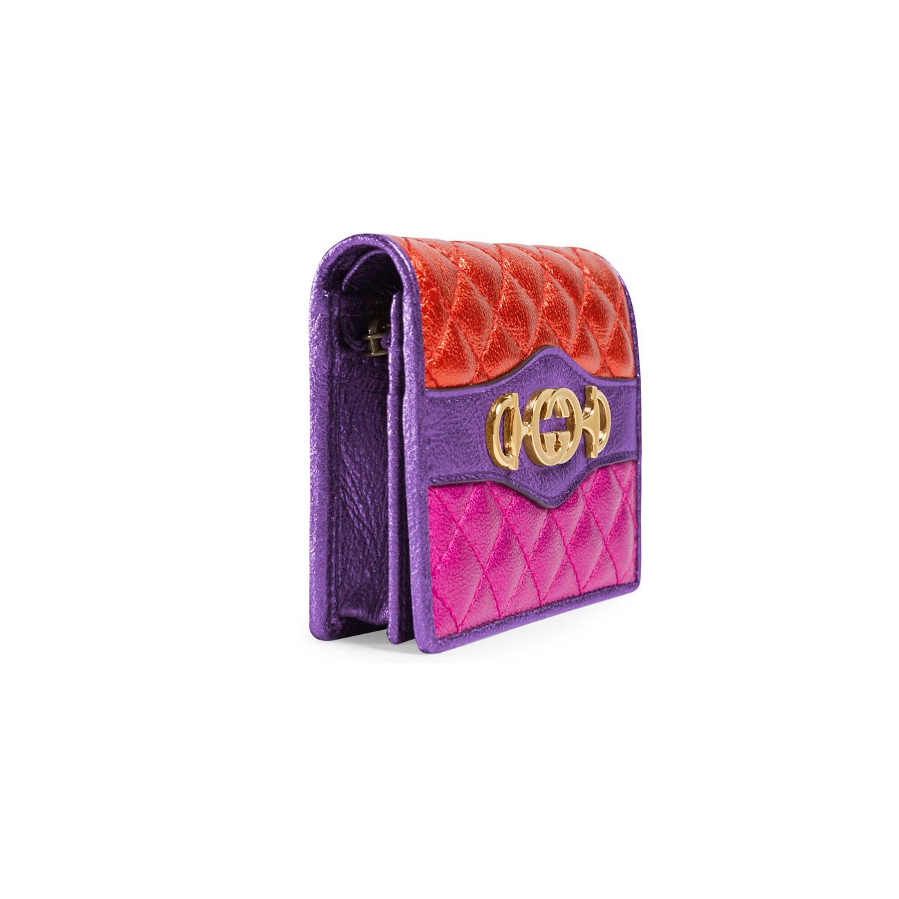 Gucci Laminated Leather Card Case Wallet in Red - Lyst