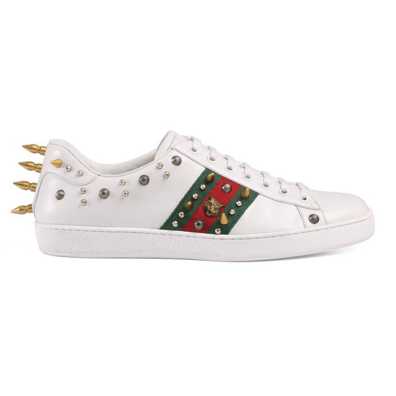 gucci stud web leather sneakers