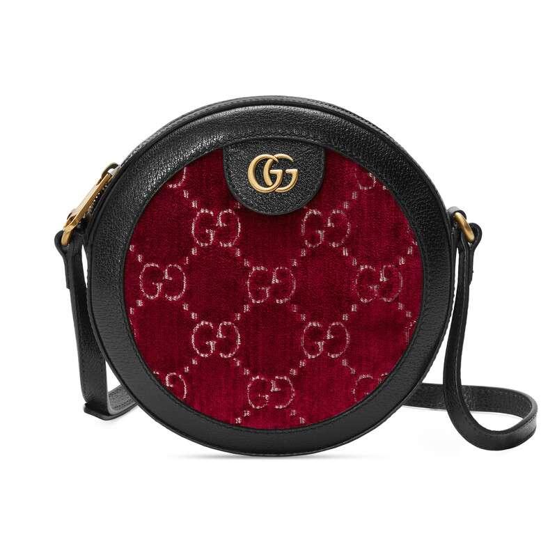 Gucci GG Velvet Round Shoulder Bag in Purple - Lyst