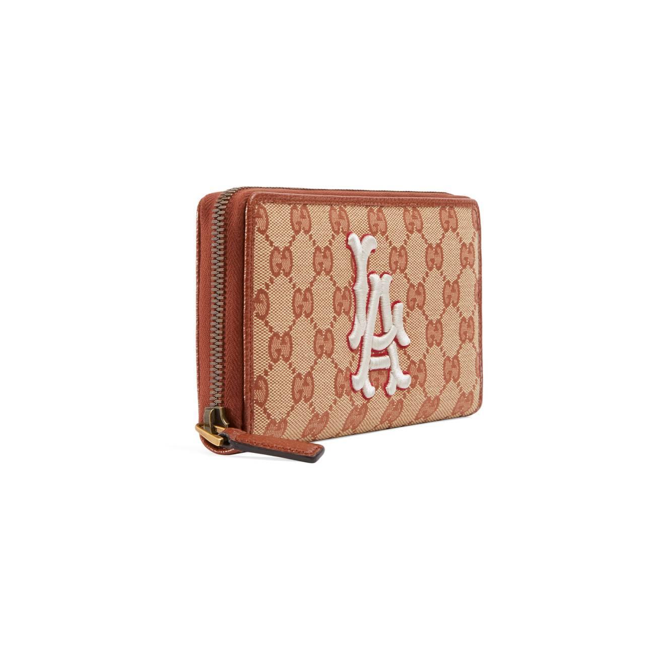 Gucci Original GG Zip Around Wallet With La Angels Patchtm in Natural for Men - Lyst