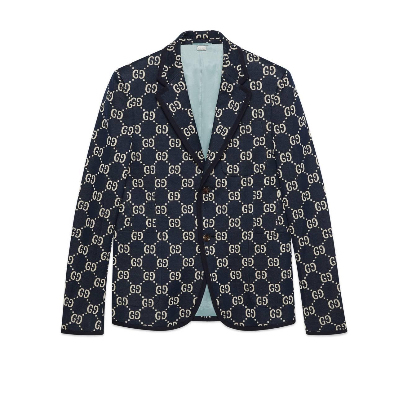 Gucci Synthetic GG Jacquard Jacket in Blue for Men - Lyst