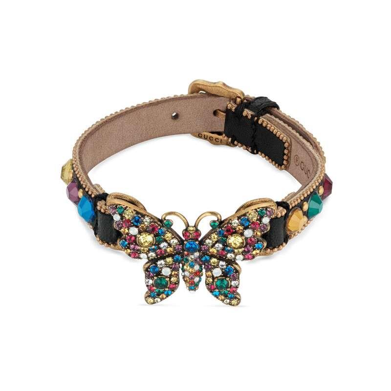 Gucci Leather Bracelet With Butterfly in White Lyst