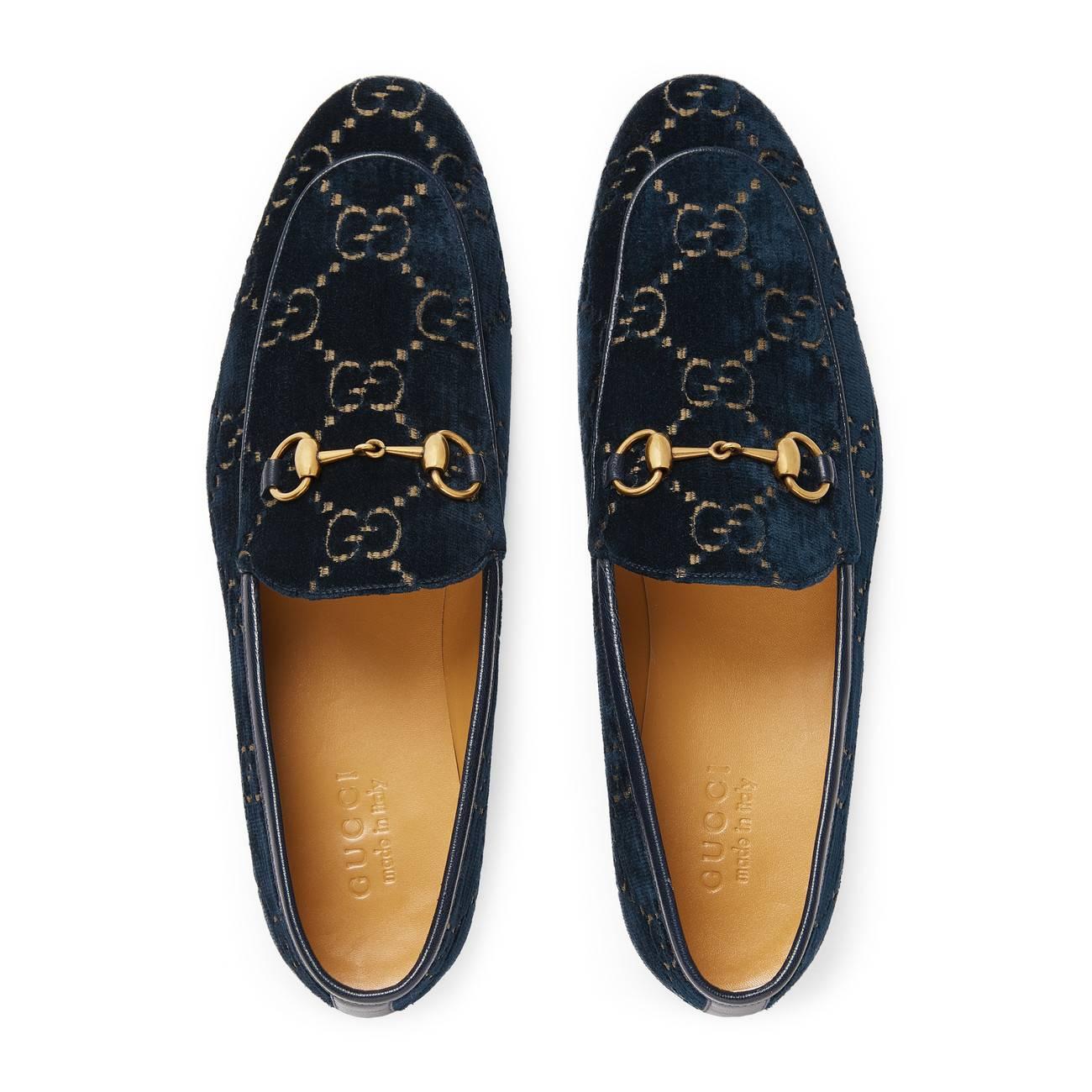 Gucci Jordaan GG Velvet Loafer in Blue for Men - Lyst