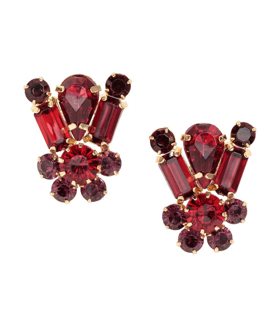 Lyst H M Sparkly Earrings In Red Gallery