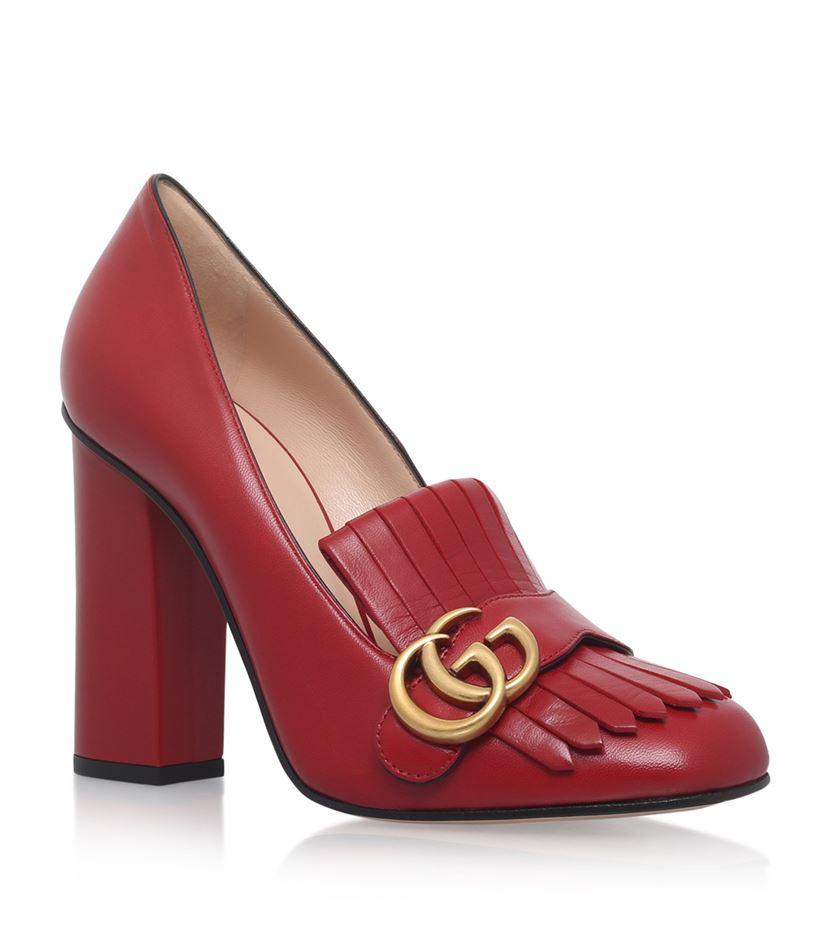 Gucci Leather Marmont Pumps 105 in Red - Lyst