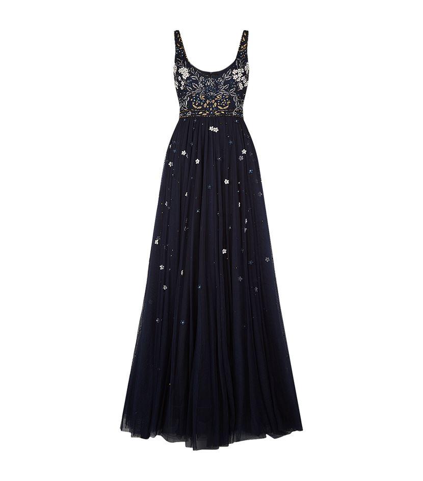 Jenny packham Floral Embroidered Tulle Gown in Blue Lyst